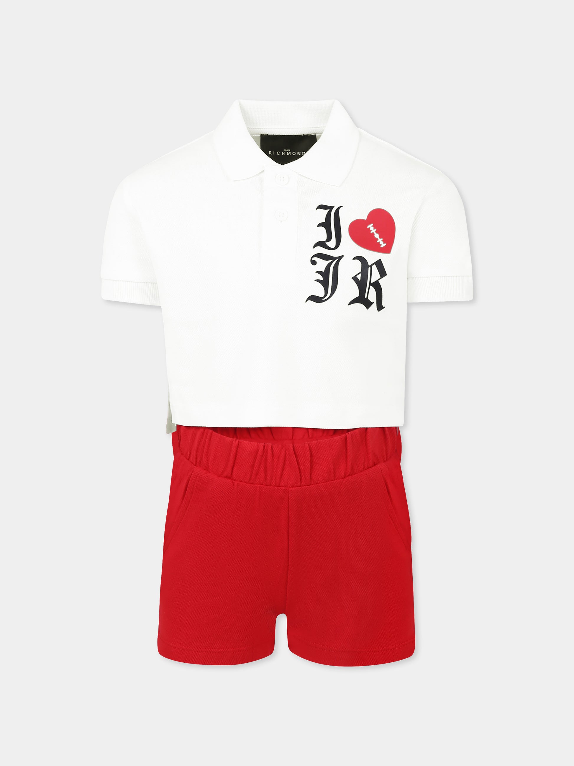 Completo bianco per bambina con logo e cuore,Richmond,RGP25078CJ WHITE