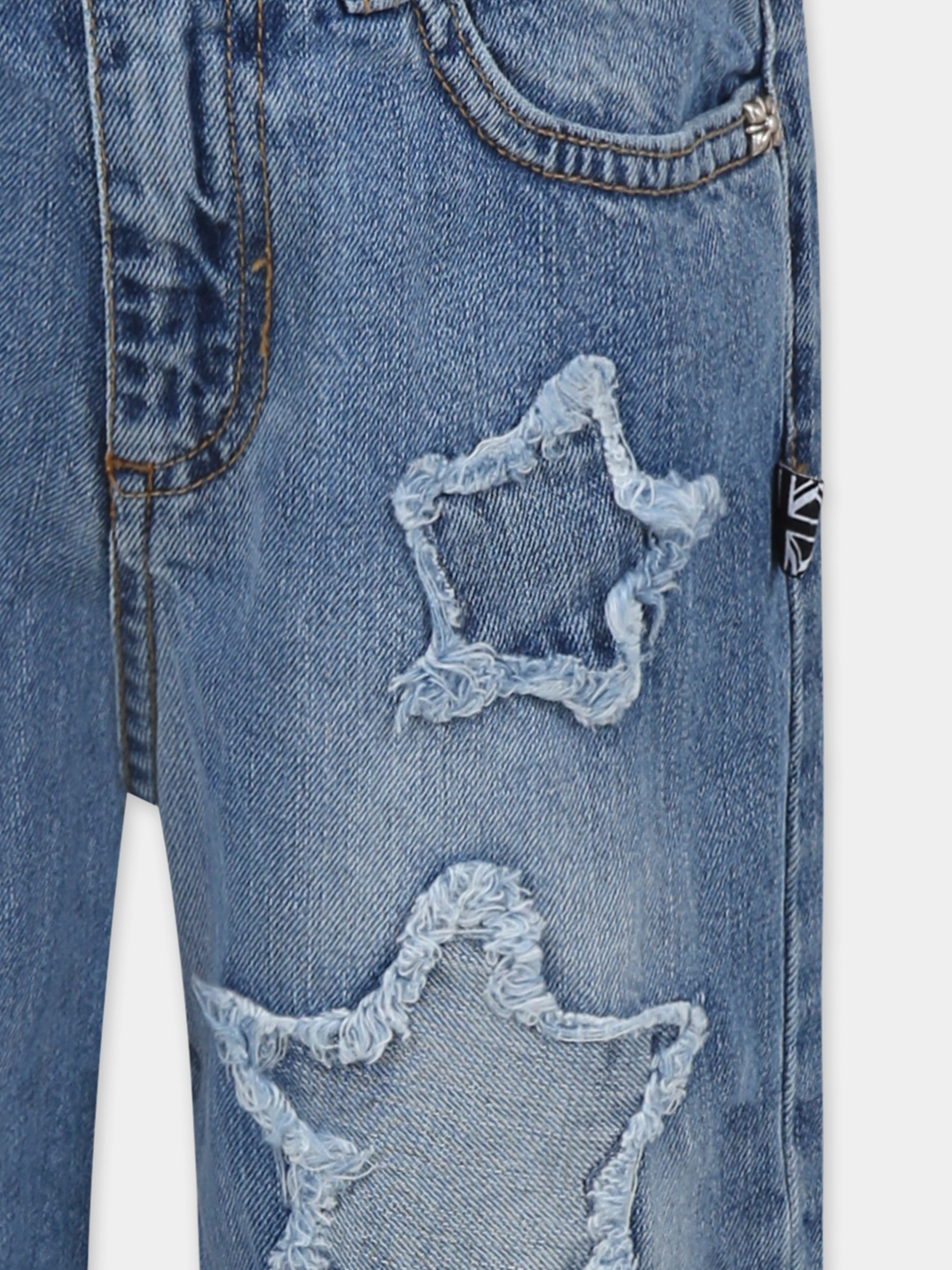 Jeans denim per bambina con stelle,Richmond Jr,RGP25169JE DENIM BLUE LIGHT
