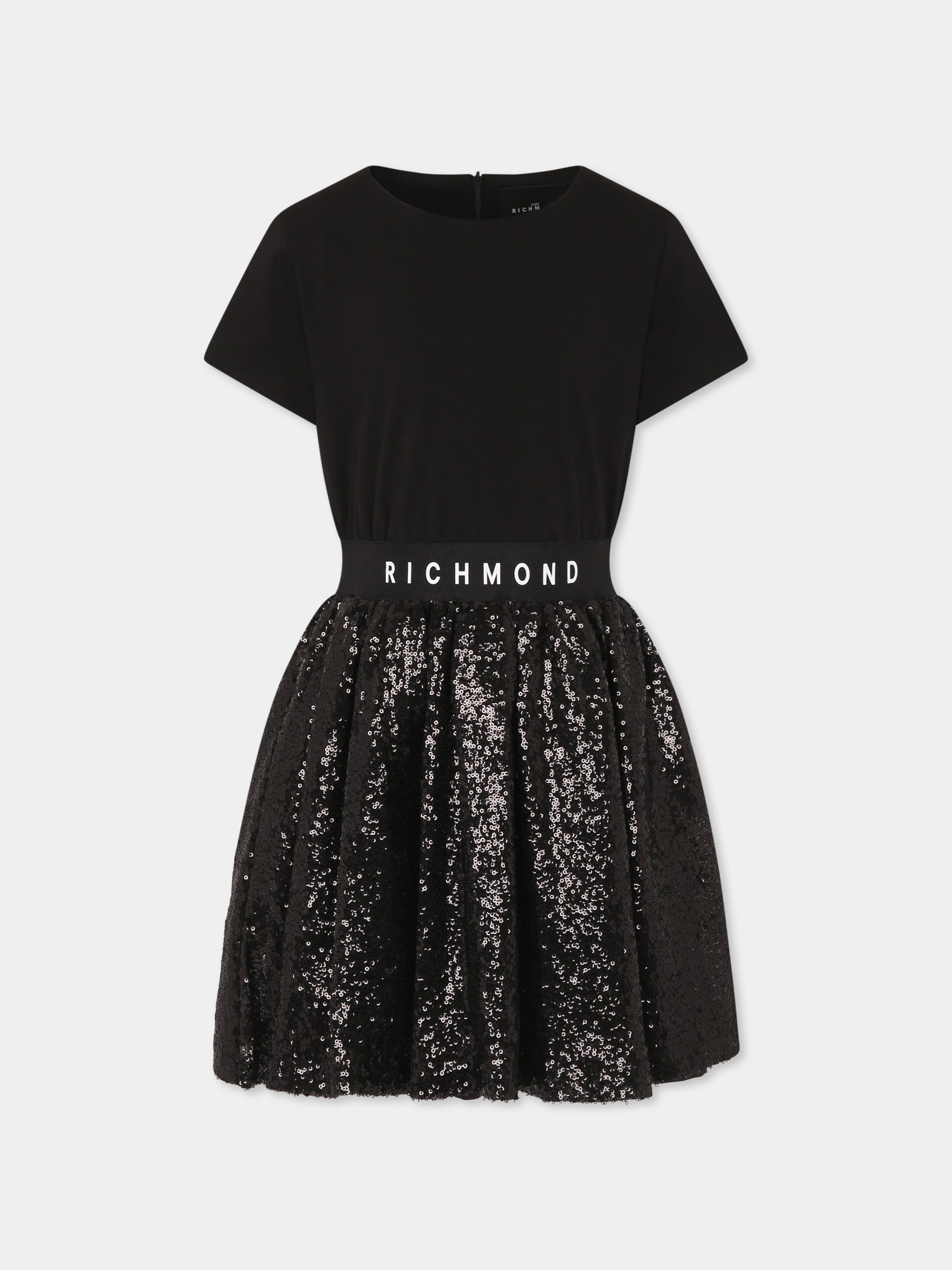 Vestito nero per bambina con logo,Richmond,RGP25202VE BLACK