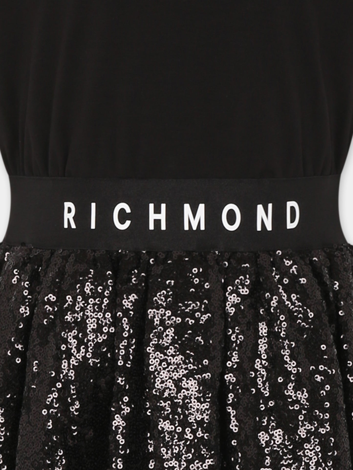 Vestito nero per bambina con logo,Richmond,RGP25202VE BLACK