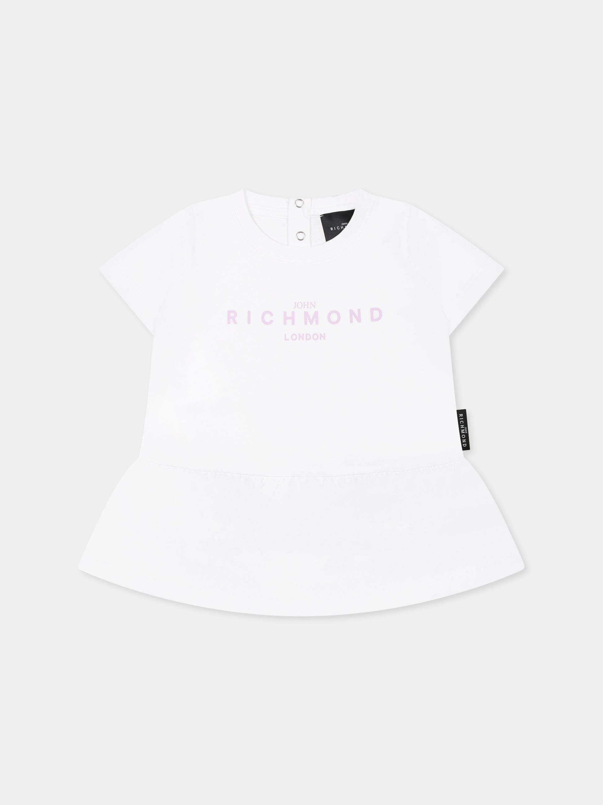 Vestito bianco per neonata con logo,Richmond,RIP25005VE WHITE