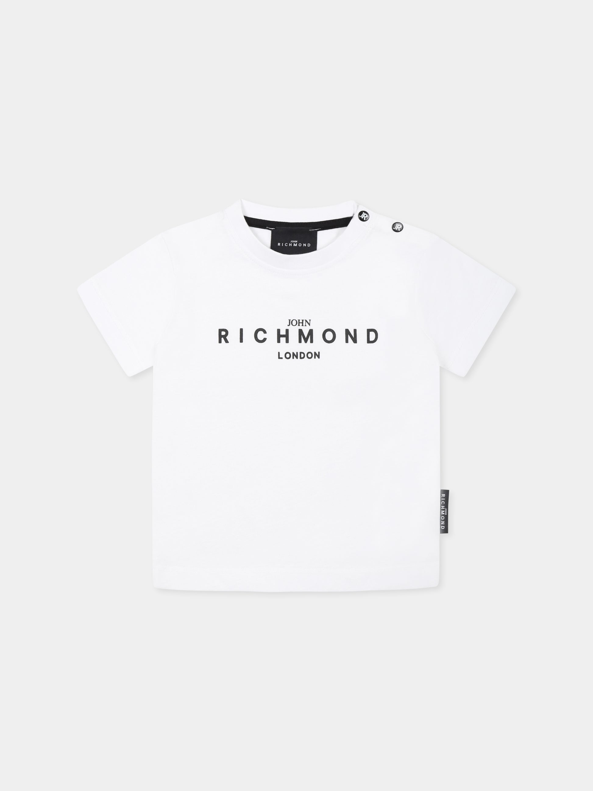 T-shirt bianca per neonati con logo,Richmond,RIP25014TS WHITE