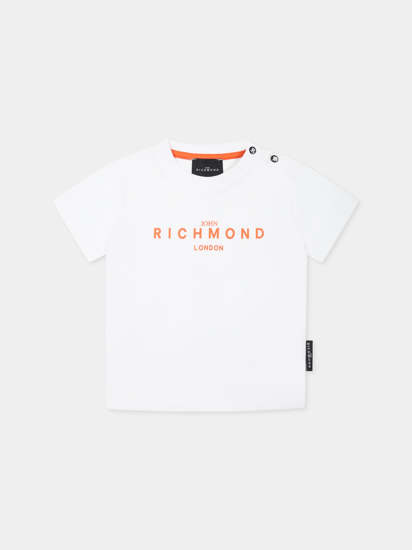 T-shirt bianca per neonato con logo,Richmond,RIP25014TS WHITE APRICOT