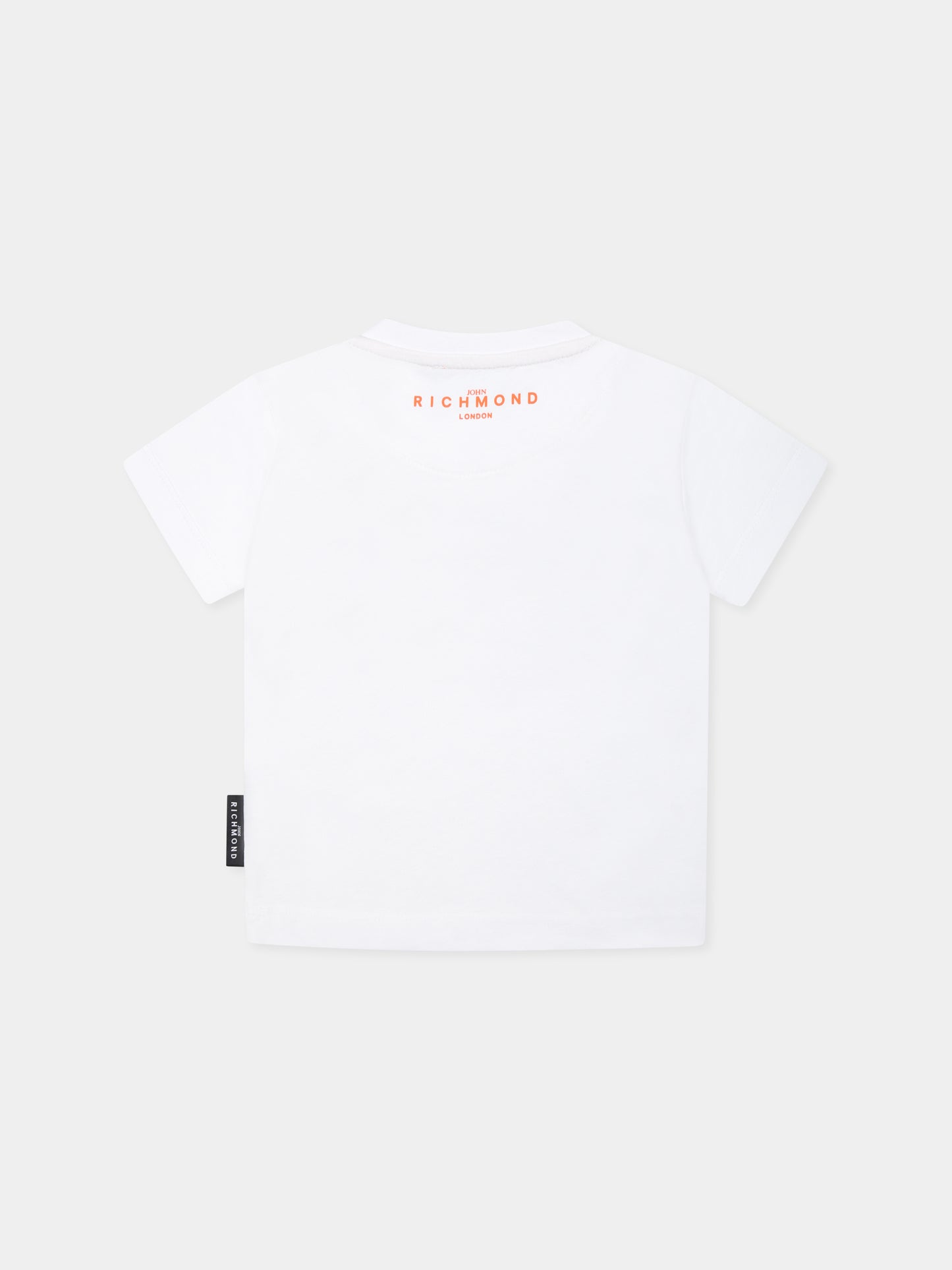 T-shirt bianca per neonato con logo,Richmond,RIP25014TS WHITE APRICOT