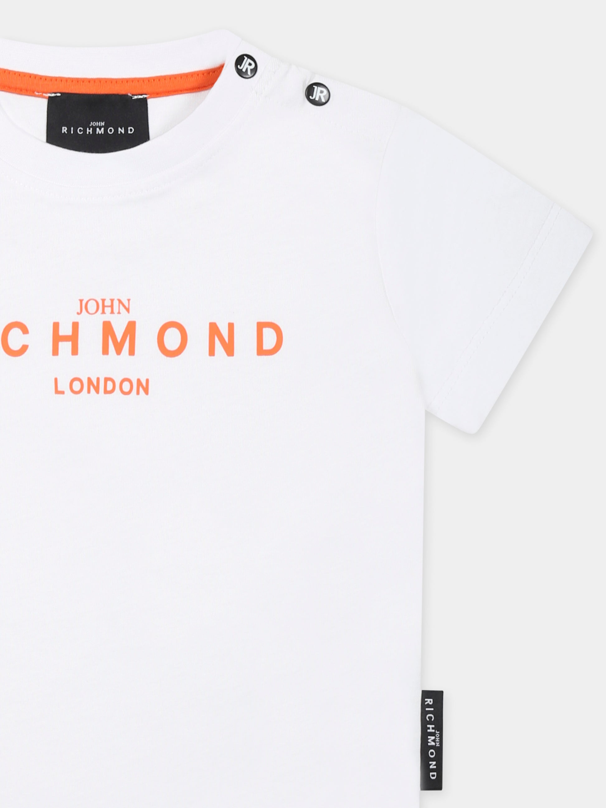 T-shirt bianca per neonato con logo,Richmond,RIP25014TS WHITE APRICOT