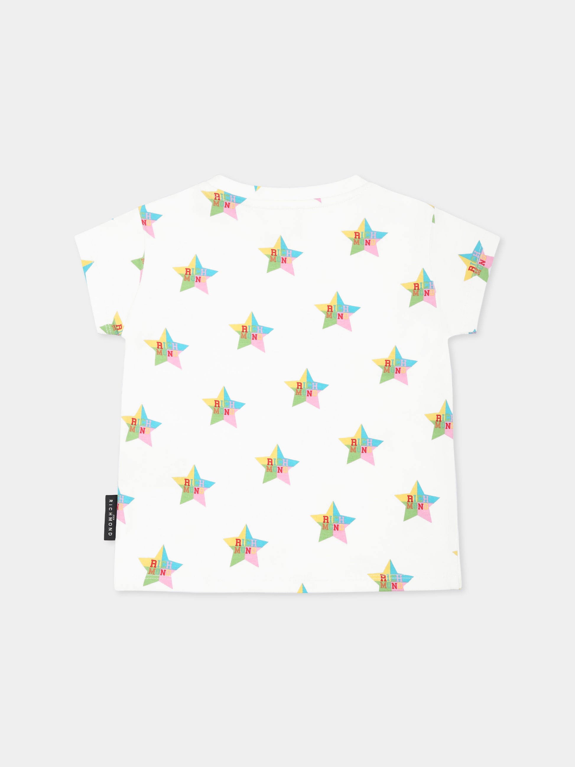 T-shirt bianca per neonata con stelle all over,Richmond,RIP25029TS RICHMOND STARS WHITE