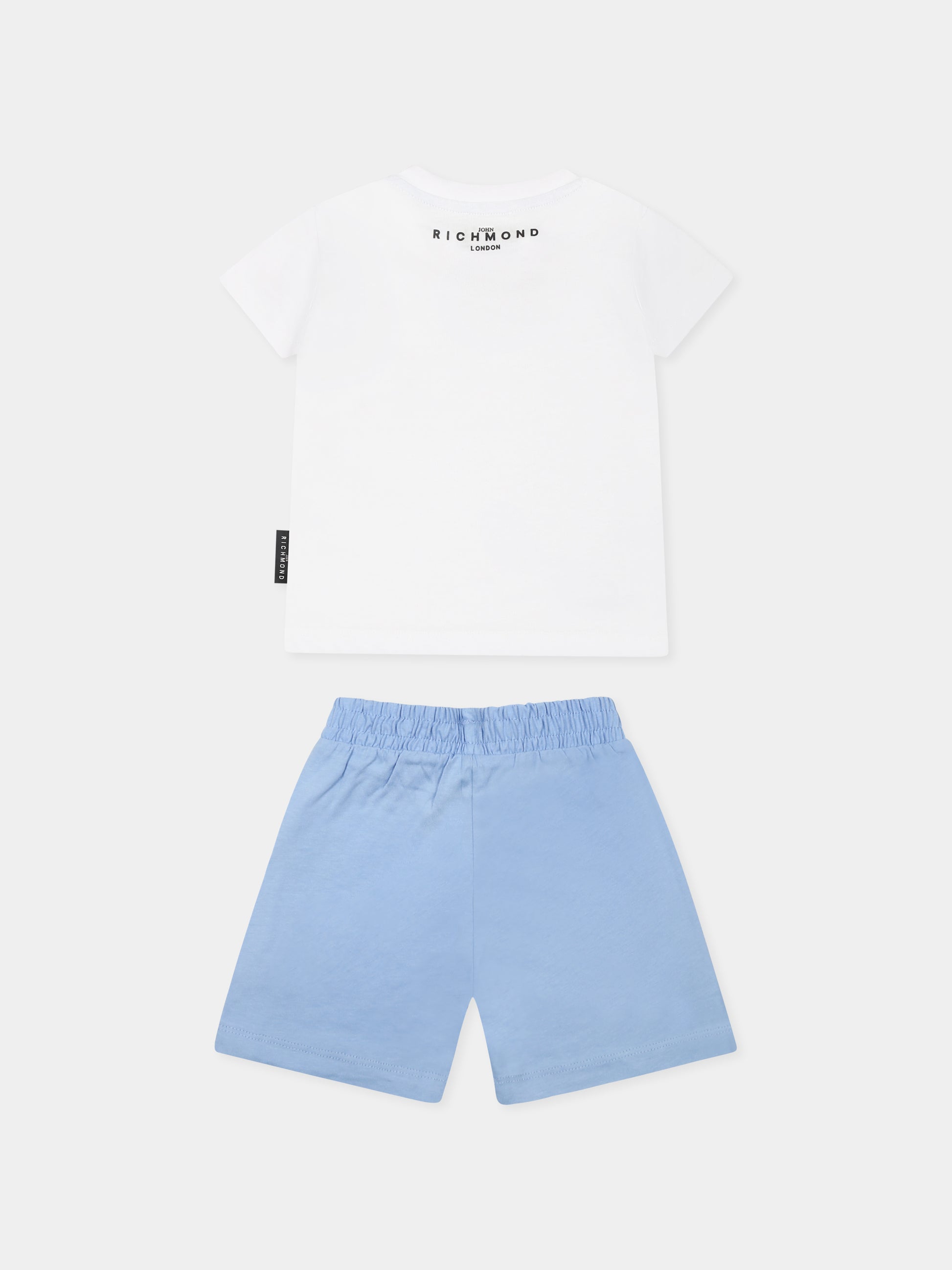 Completo celeste per neonato con logo,Richmond,RIP25050CJ COLOR BLOCK