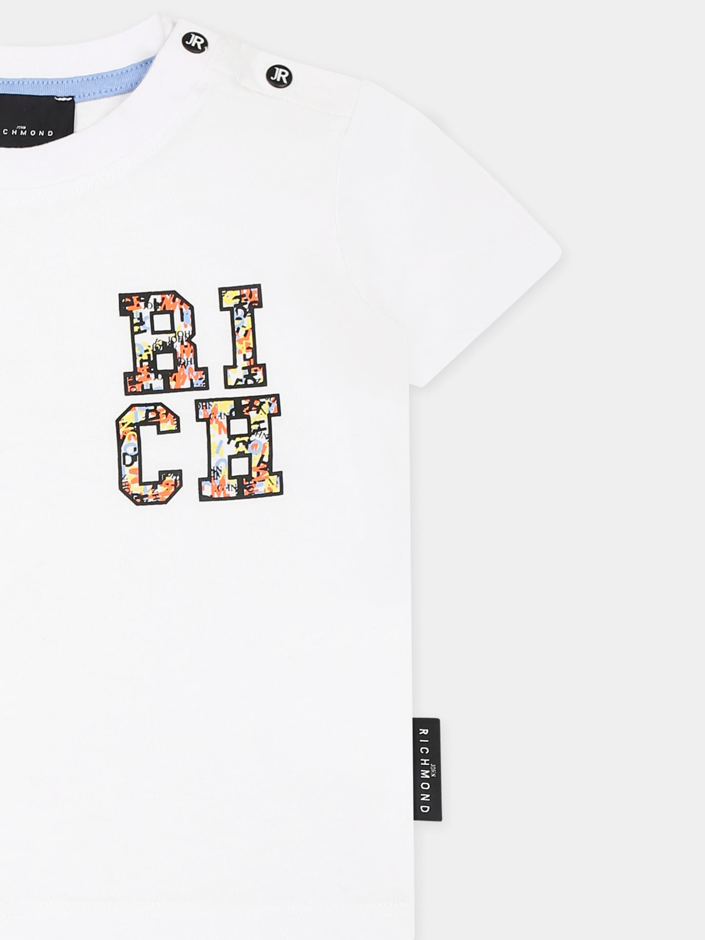 Completo celeste per neonato con logo,Richmond,RIP25050CJ COLOR BLOCK