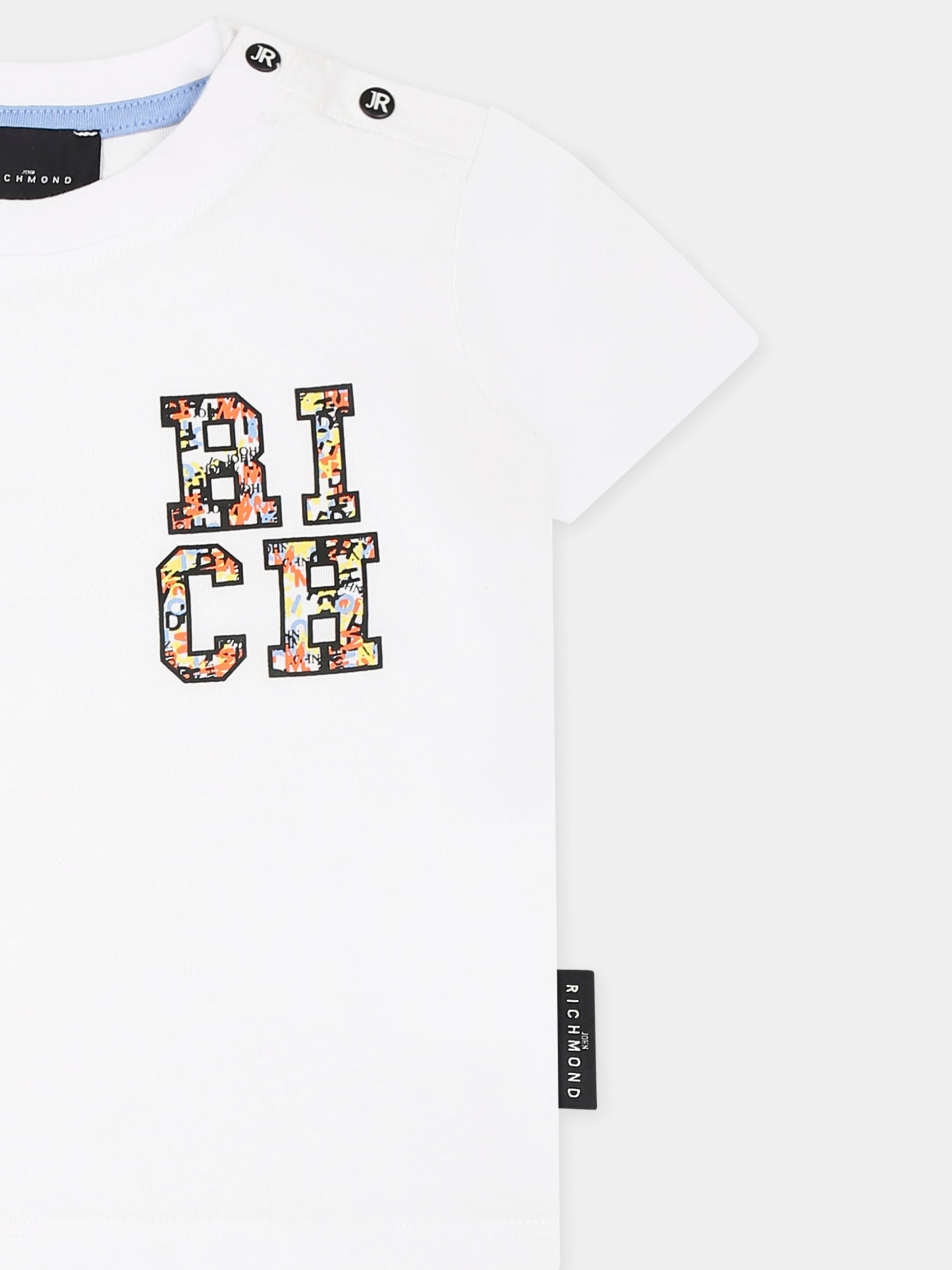 Completo celeste per neonato con logo,Richmond,RIP25050CJ COLOR BLOCK