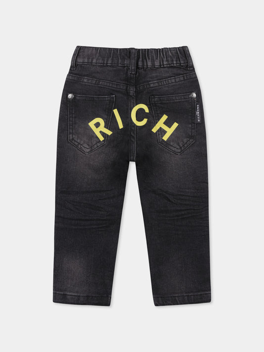 Jeans neri per neonato con logo,Richmond,RIP25065JE DENIM BLACK