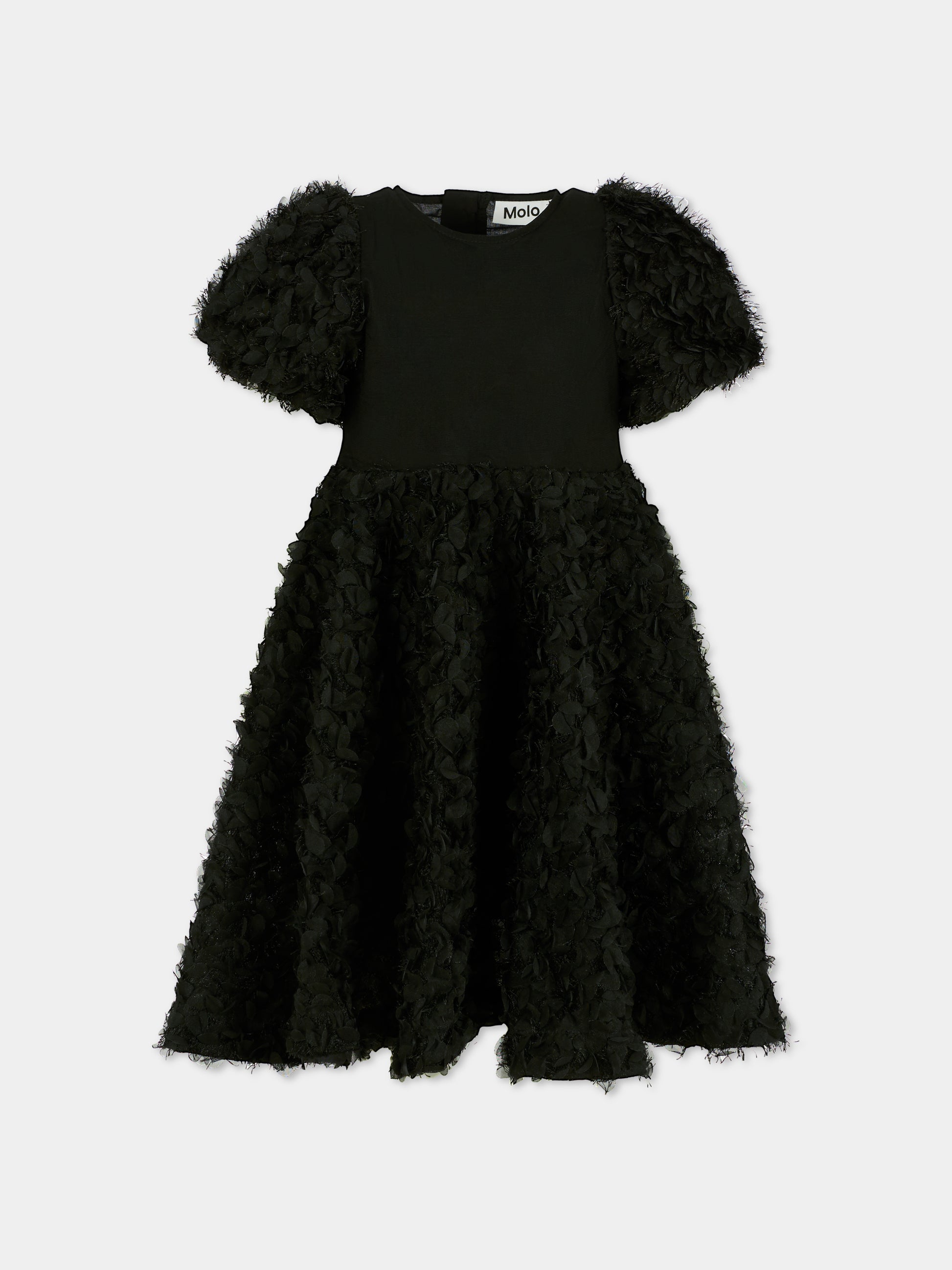 Vestito Cadrianna nero per bambina con petali,Molo,2W25E106 0099