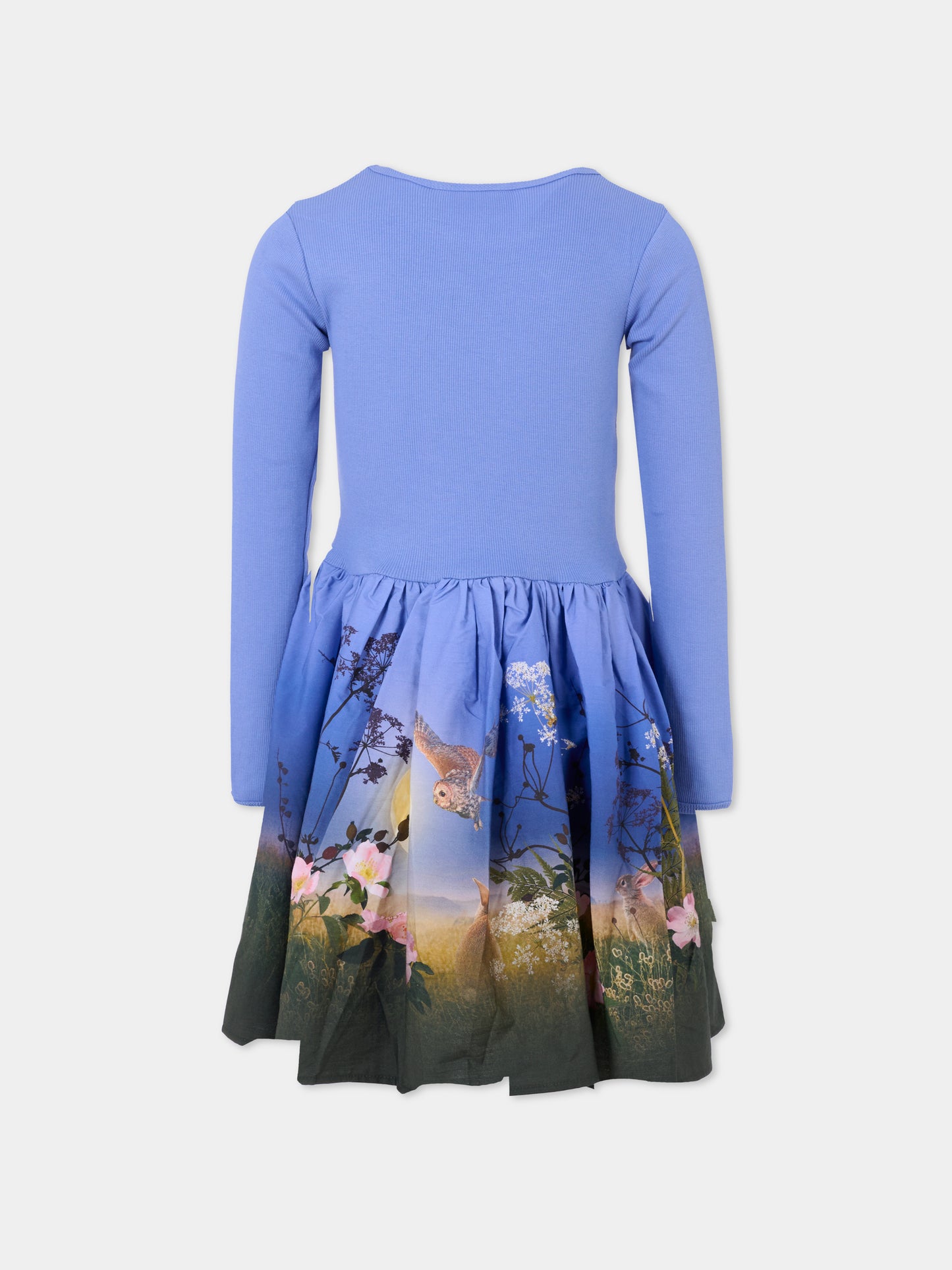 Vestito Casie azzurro per bambina con luna e fiori,Molo,2W25E213 4983