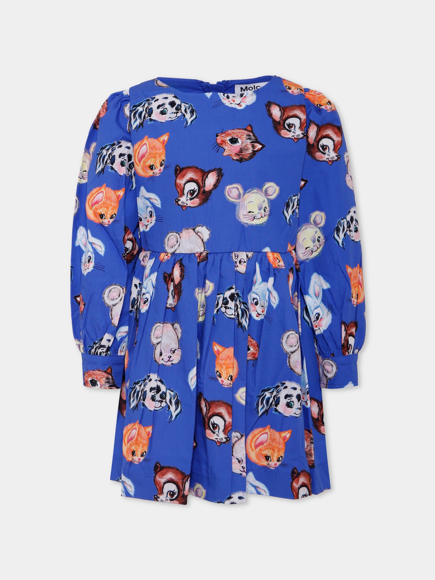 Vestito Clio blu per bambina con animali all over,Molo,2W25E234 5508