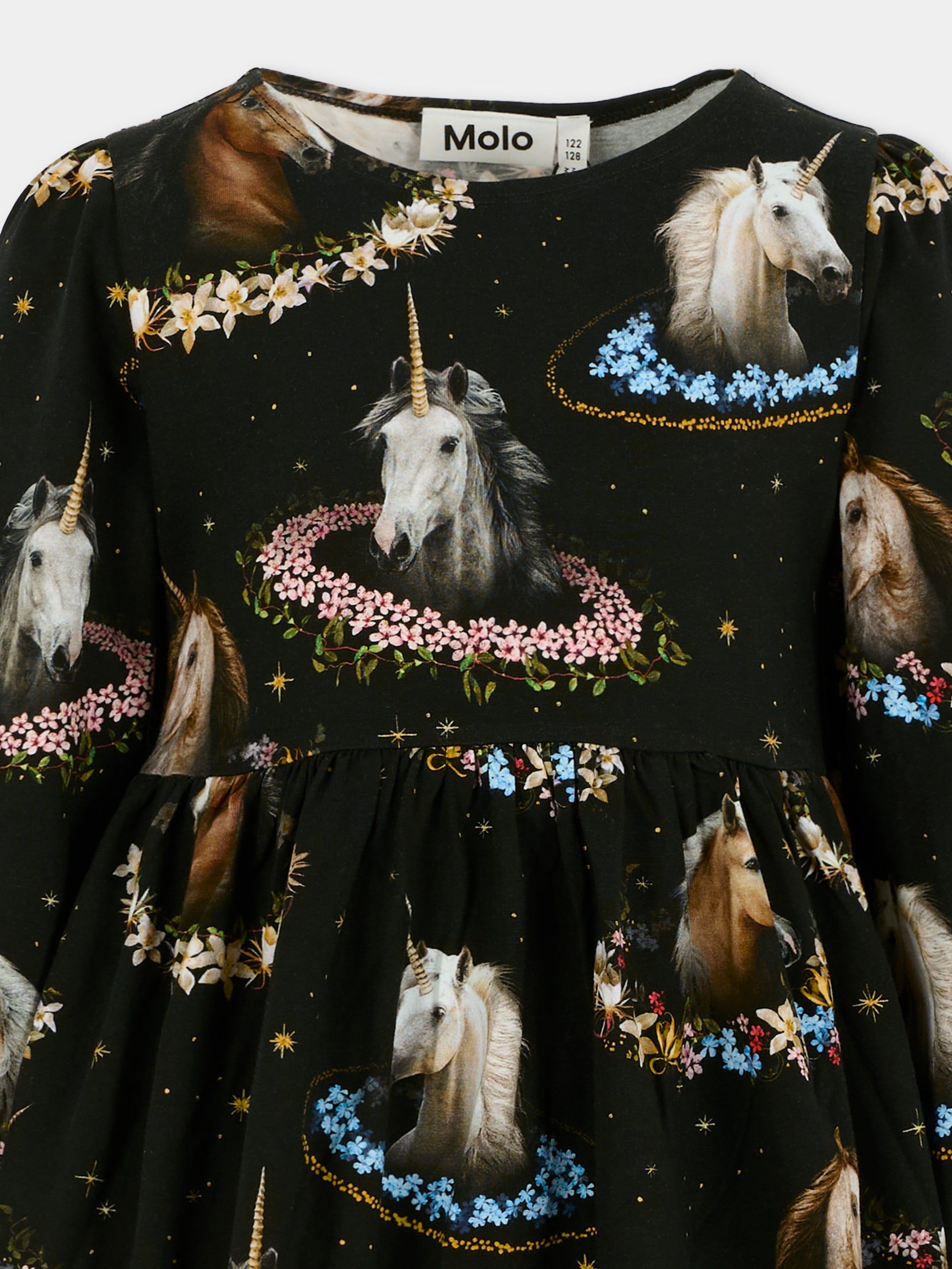 Vestito Camie nero per bambina con unicorni,Molo,2W25E245 9383