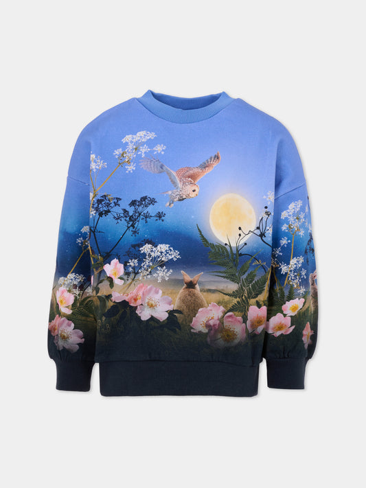 Felpa Maxi blu per bambina con luna,Molo,2W25J211 9625