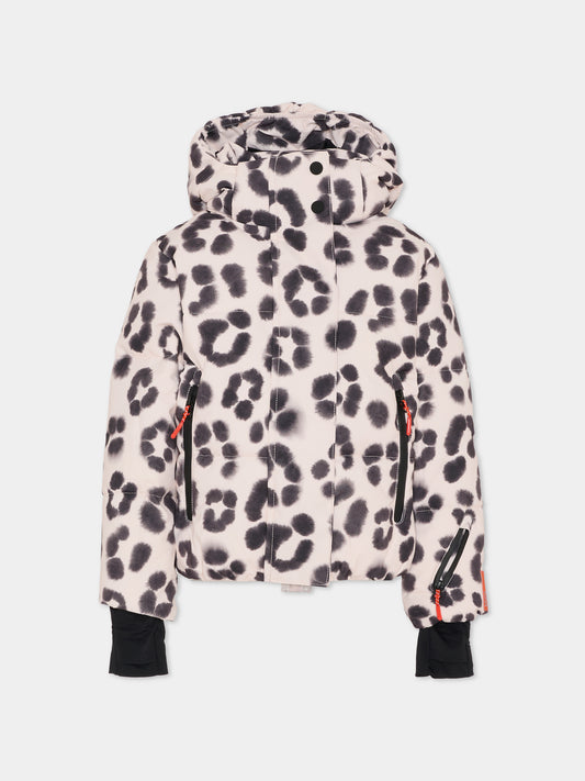 Piumino da neve Hansine Pro beige per bambina con stampa animalier,Molo,5W25M311 9363