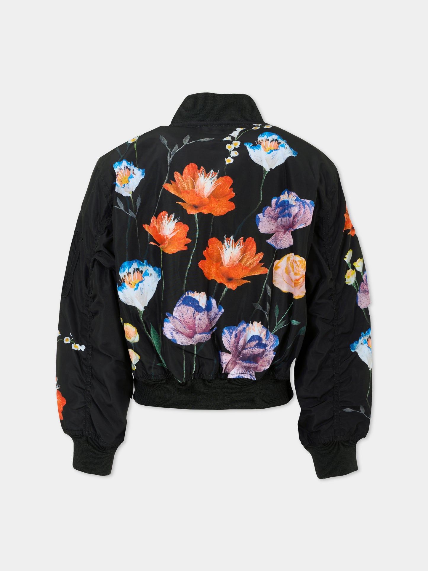 Bomber Hedia nero per bambina con fiori,Molo,5W25M401 9633