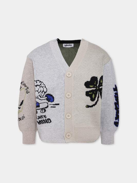 Cardigan Burt multicolor per bambino con alieno e quadrifoglio,Molo,1W25K301 9686