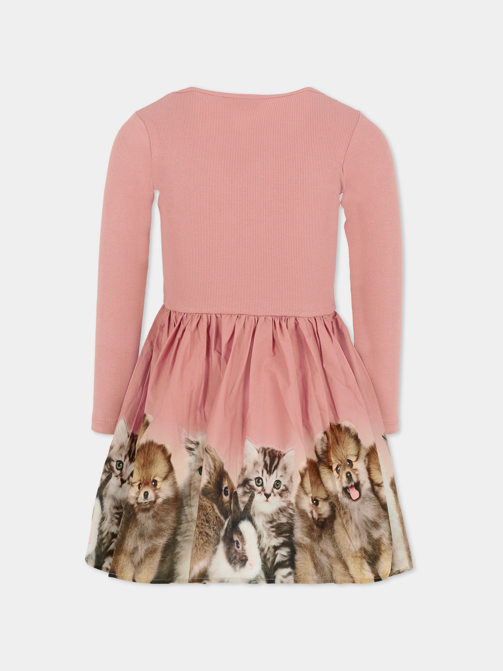 Vestito Candi rosa per bambina con animali,Molo,4W25E203 9606