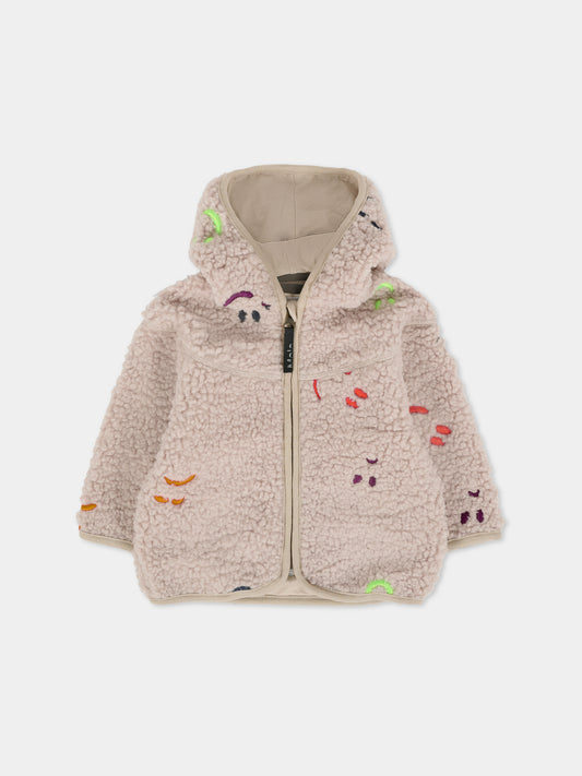 Ecopelliccia Ummi beige per neonati con smile all over,Molo,5W25L205 9448