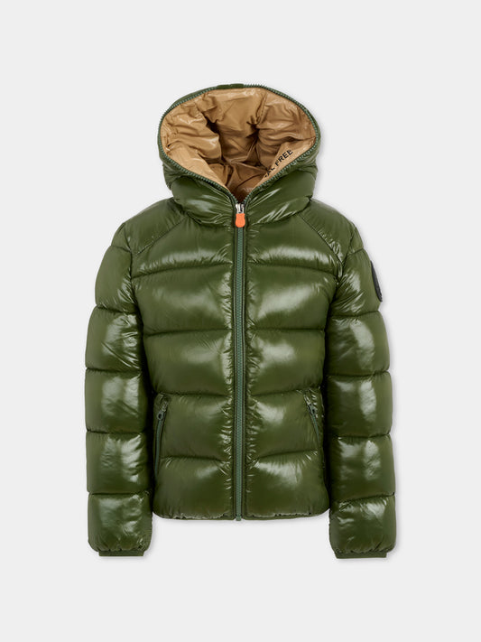 Piumino Artie verde per bambino con logo,Save The Duck Kids,J31280B LOVE21 50023