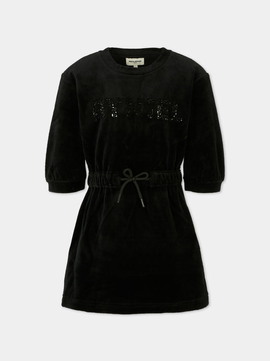 Vestito nero per bambina con logo,Sonia Rykiel Paris,A00325 09B