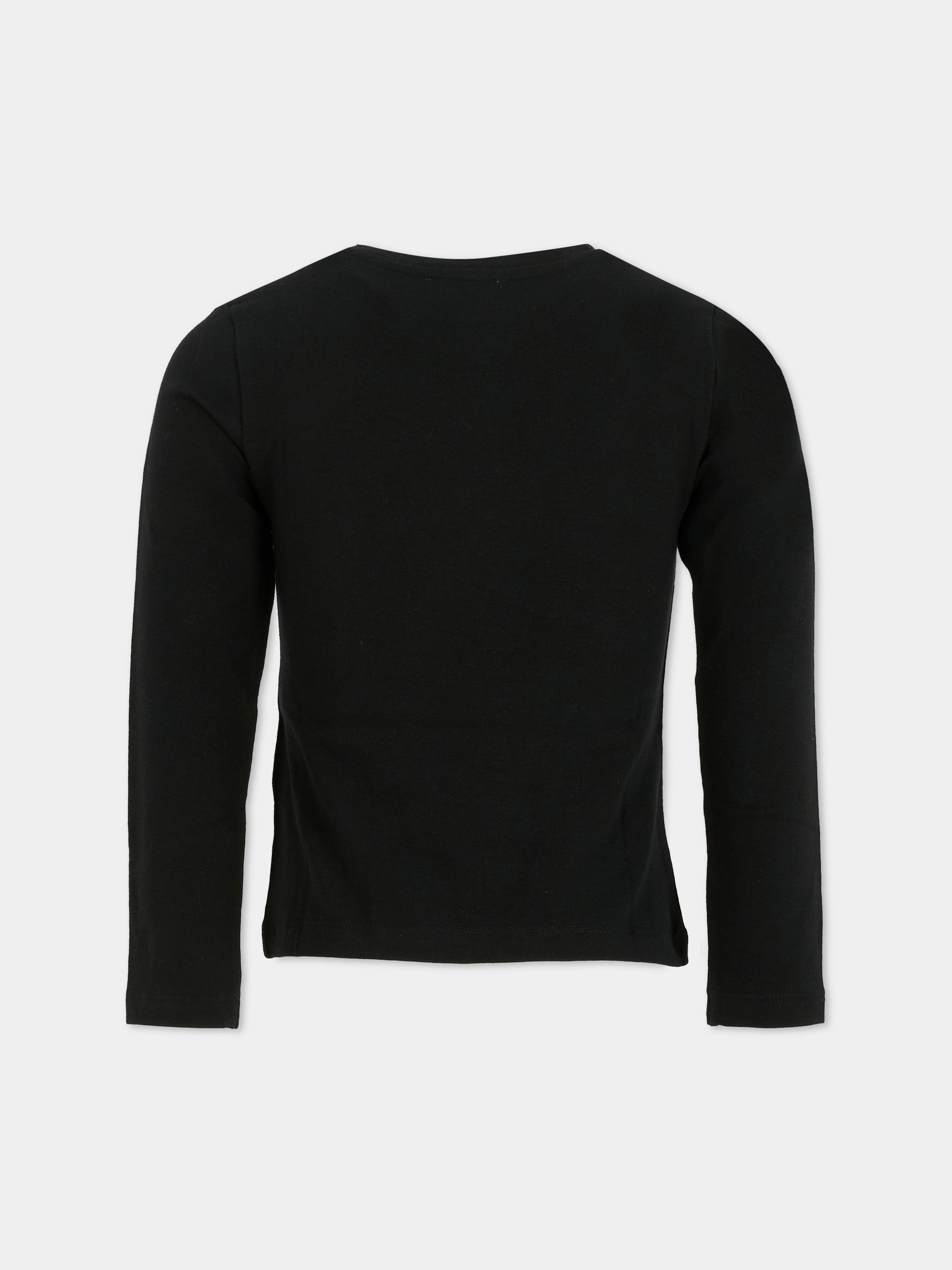 T-shirt nera per bambina con Teddy Bear e cuore,Moschino Kids,HDO010 LBA11 60100