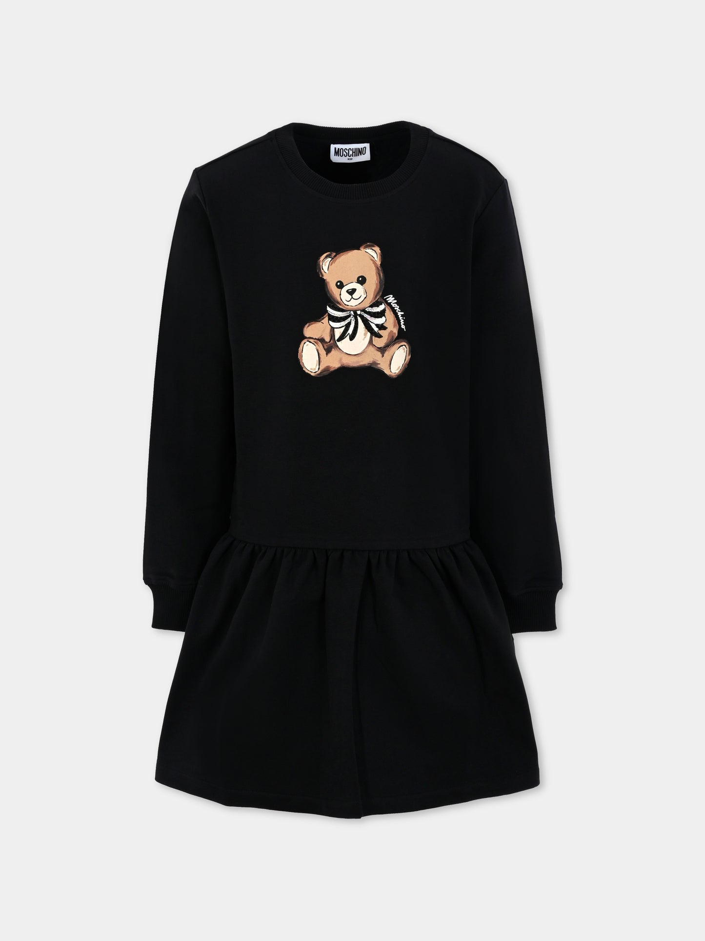 Vestito nero per bambina con Teddy Bear e paillettes,Moschino Kids,HDV0H7 LDA16 60100