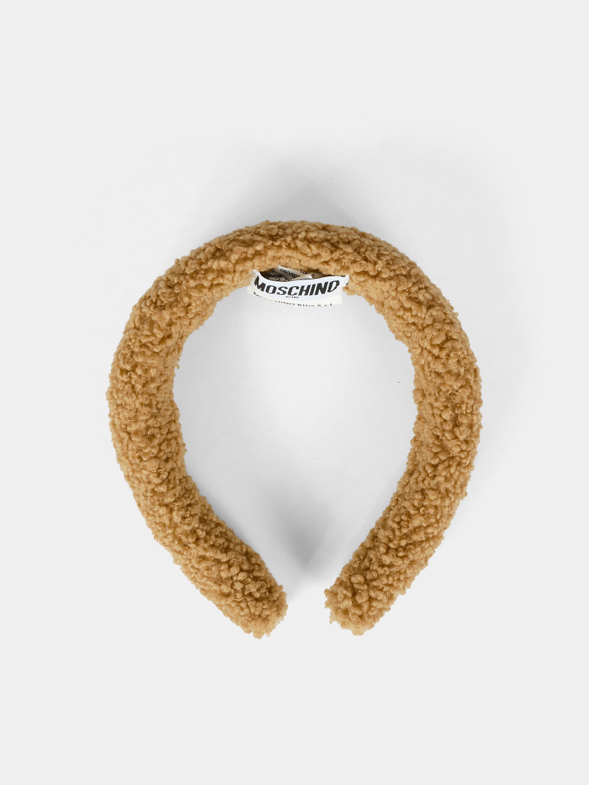 Cerchietto marrone per bambina con logo,Moschino Kids,HDX01L LIA00 20351