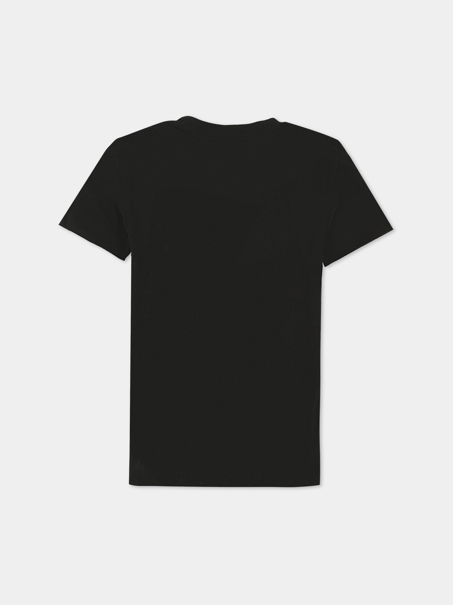 T-shirt nera per bambini con Teddy Bear e logo,Moschino Kids,HPM058 LAA34 60100