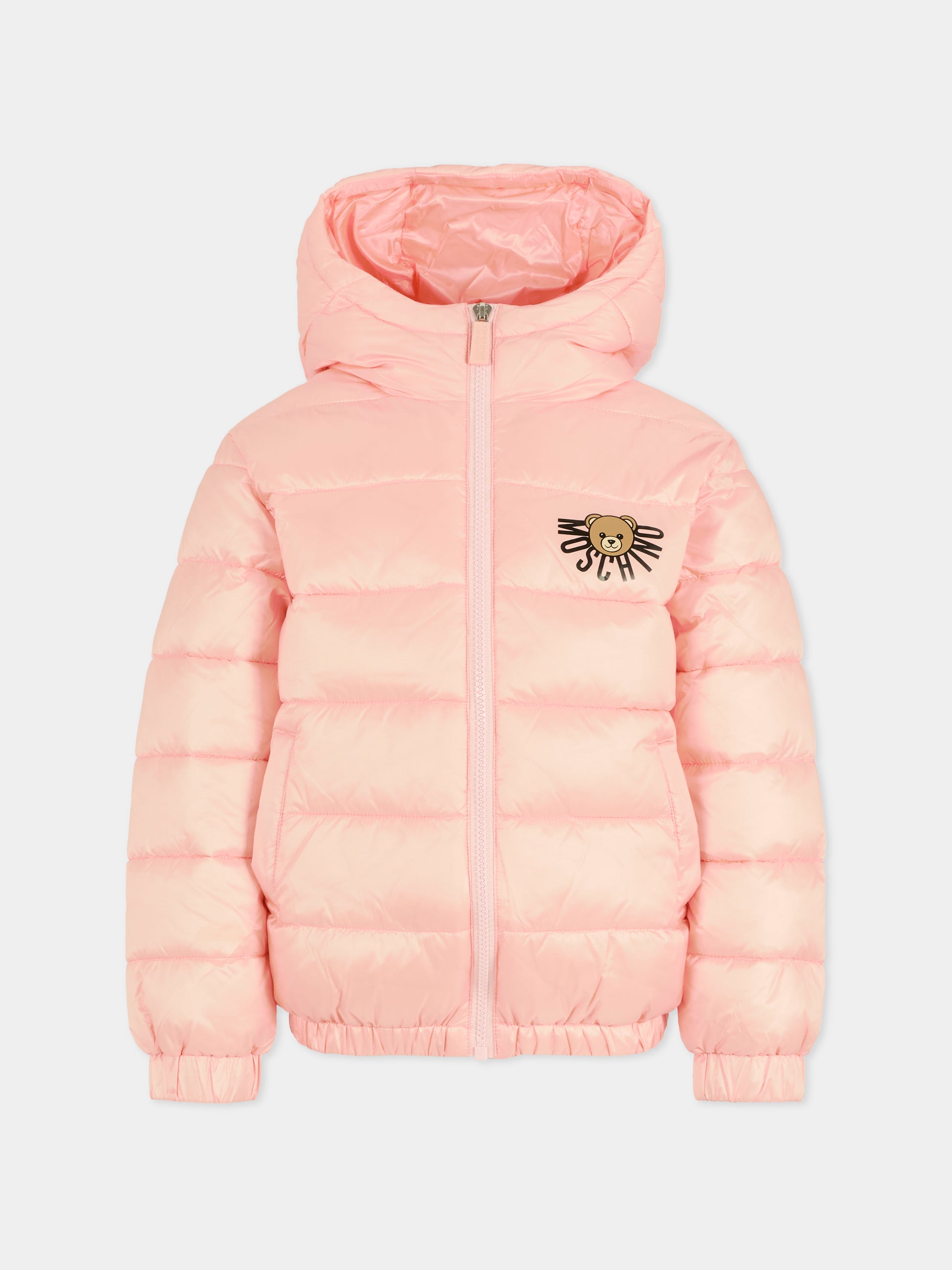 Piumino rosa per bambina con Teddy Bear,Moschino Kids,HUS05F L3A32 50209