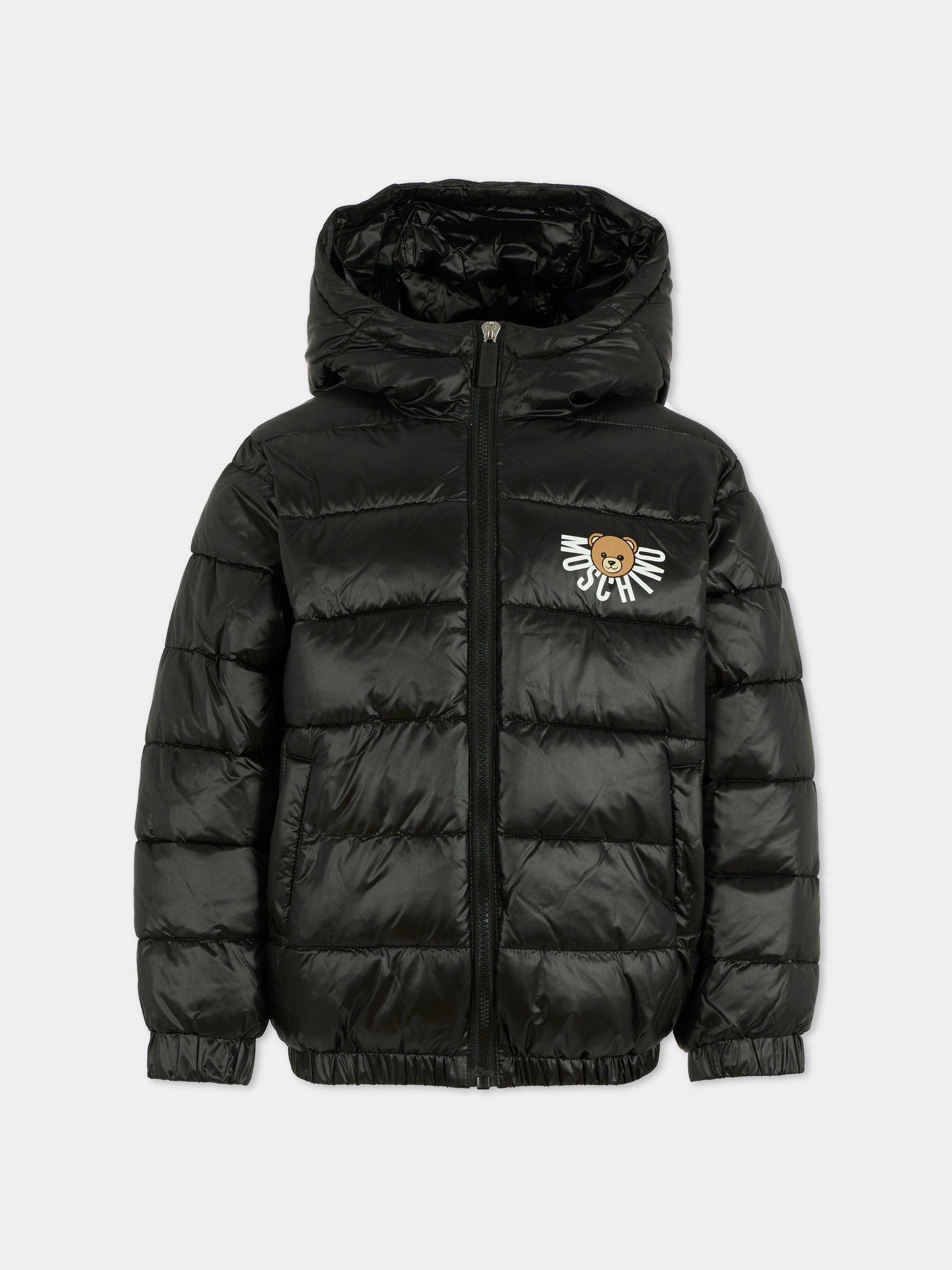 Piumino nero per bambini con Teddy Bear,Moschino Kids,HUS05F L3A32 60100