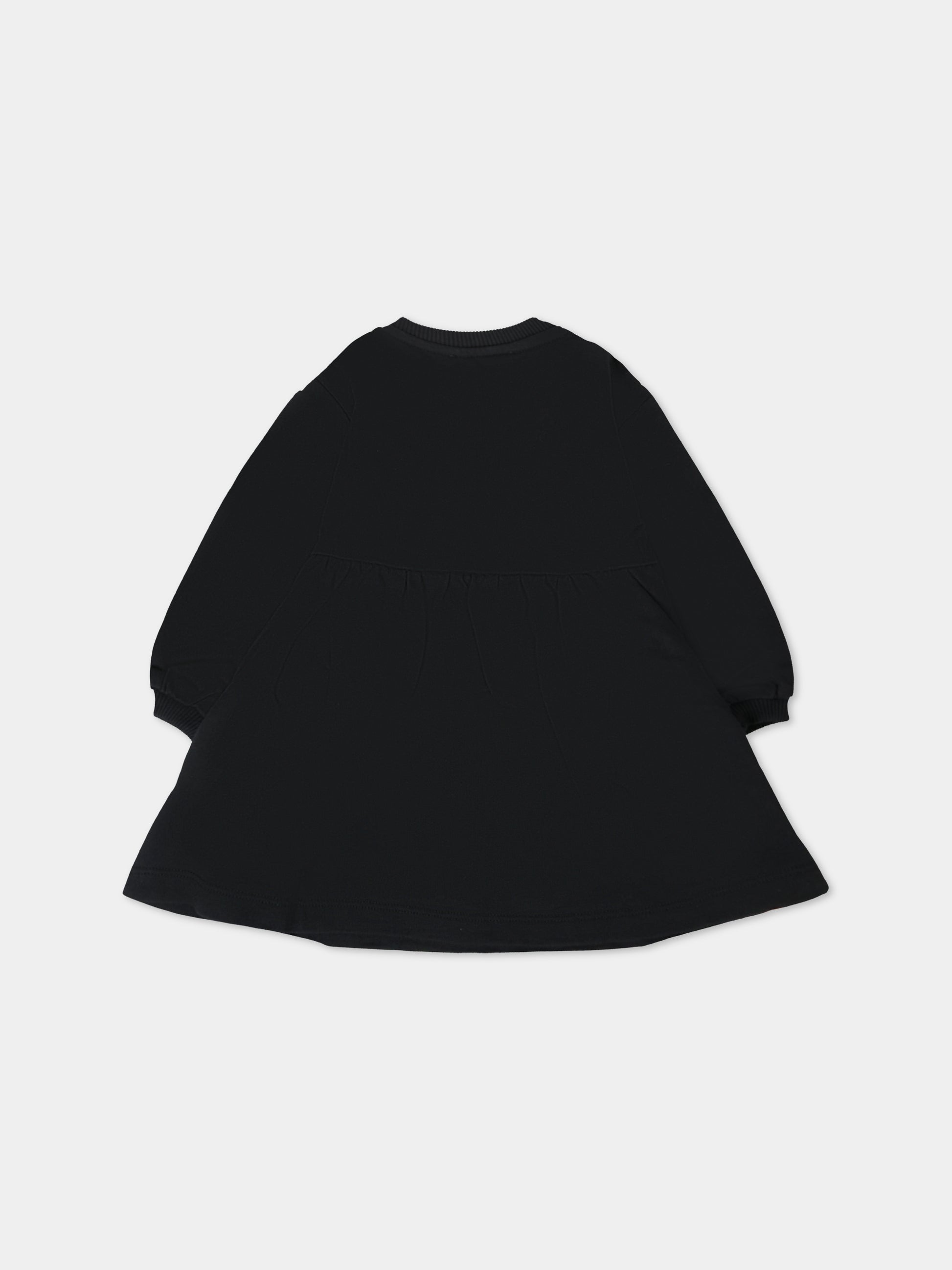 Vestito nero per neonata con Teddy Bear e logo,Moschino Kids,MDV0CU LCA40 60100