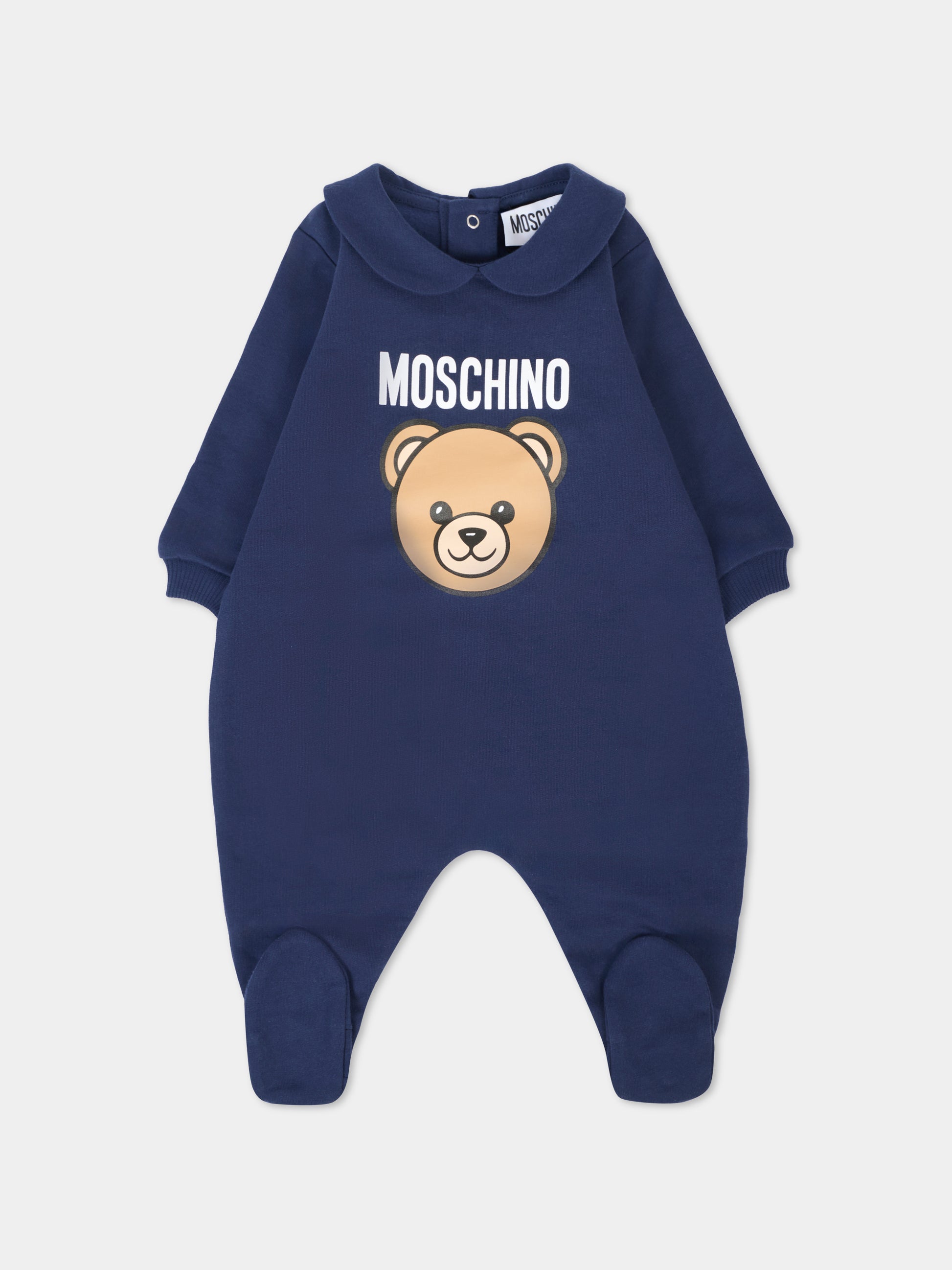 Set tutine blu per neonato con Teddy Bear,Moschino Kids,MMY08B LCA40 40016