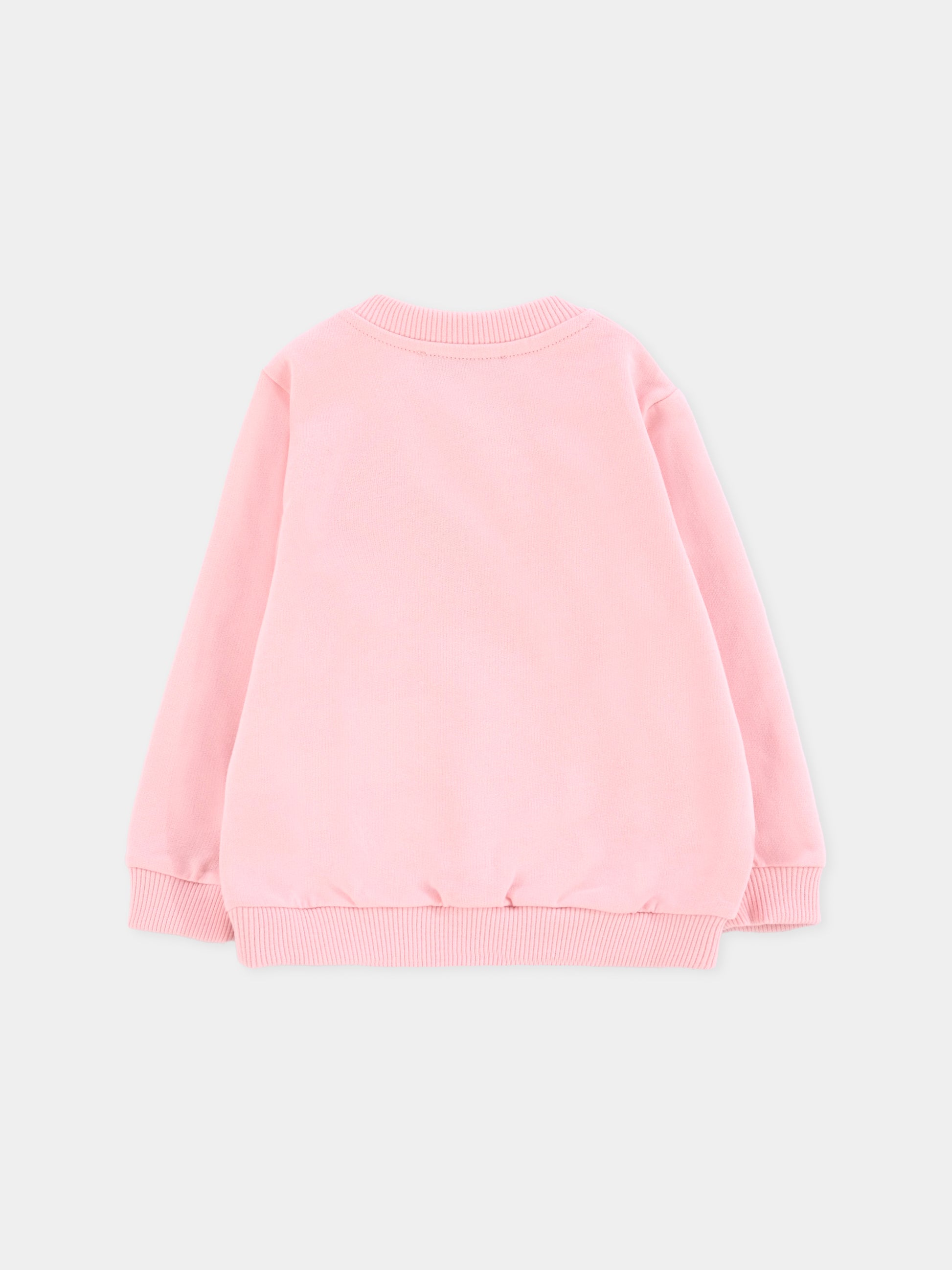 Felpa rosa per neonata con logo e Teddy Bear,Moschino Kids,MNF060 LCA40 50209