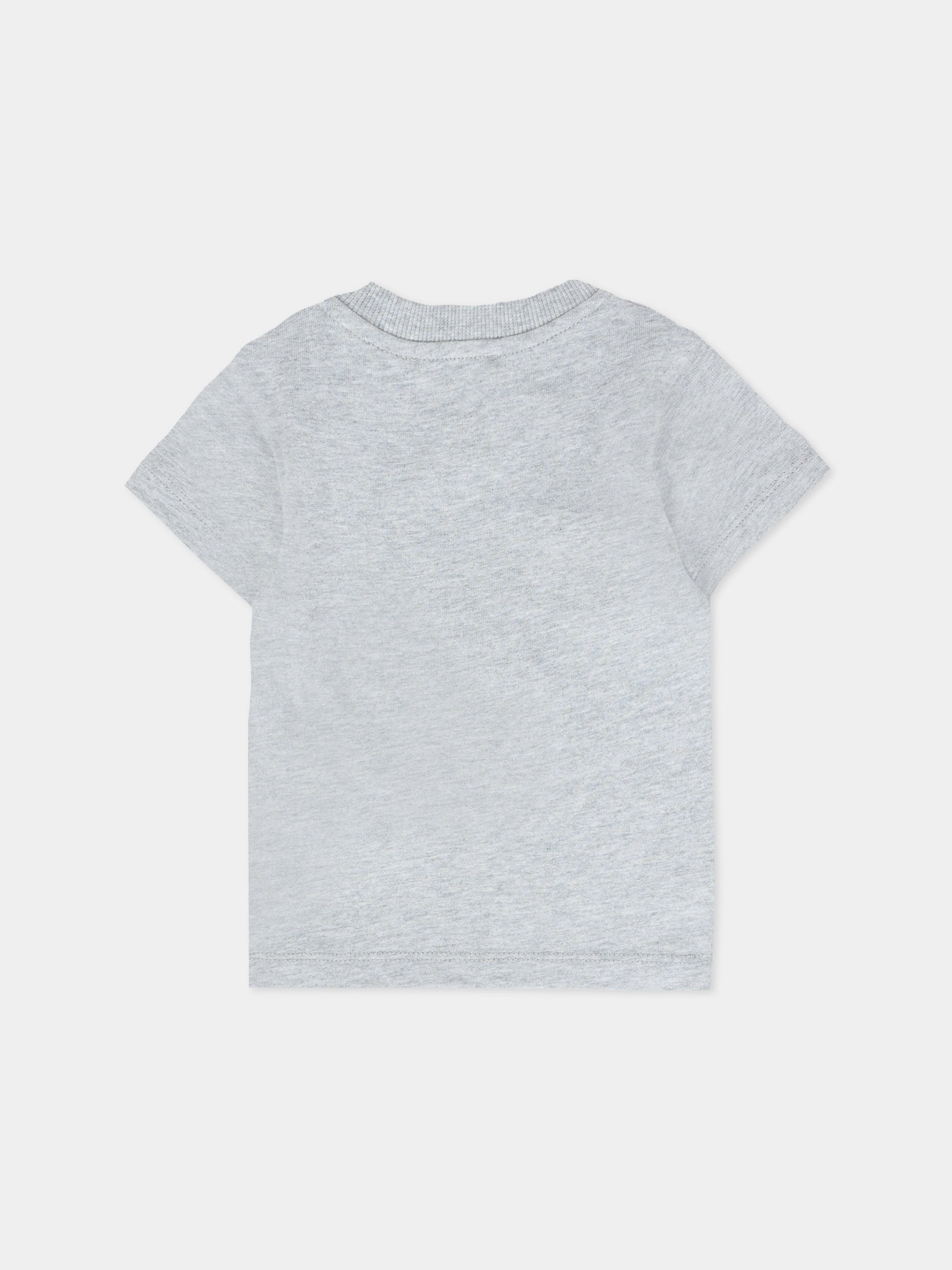 T-shirt grigia per neonati con Teddy Bear e logo,Moschino Kids,MRM047 LAA34 60901