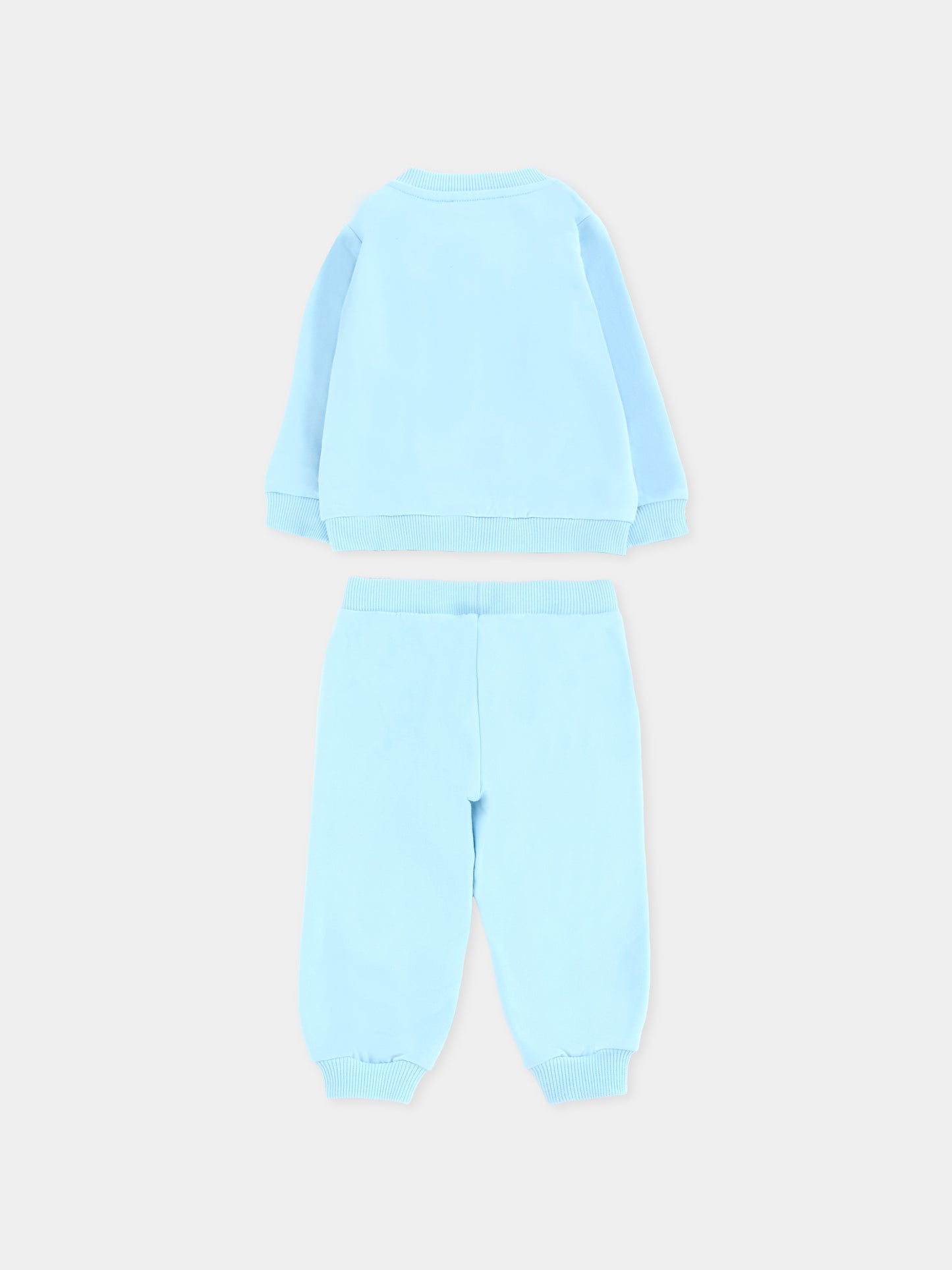 Completo celeste per neonato con logo e Teddy Bear,Moschino Kids,MUK05E LCA40 40304