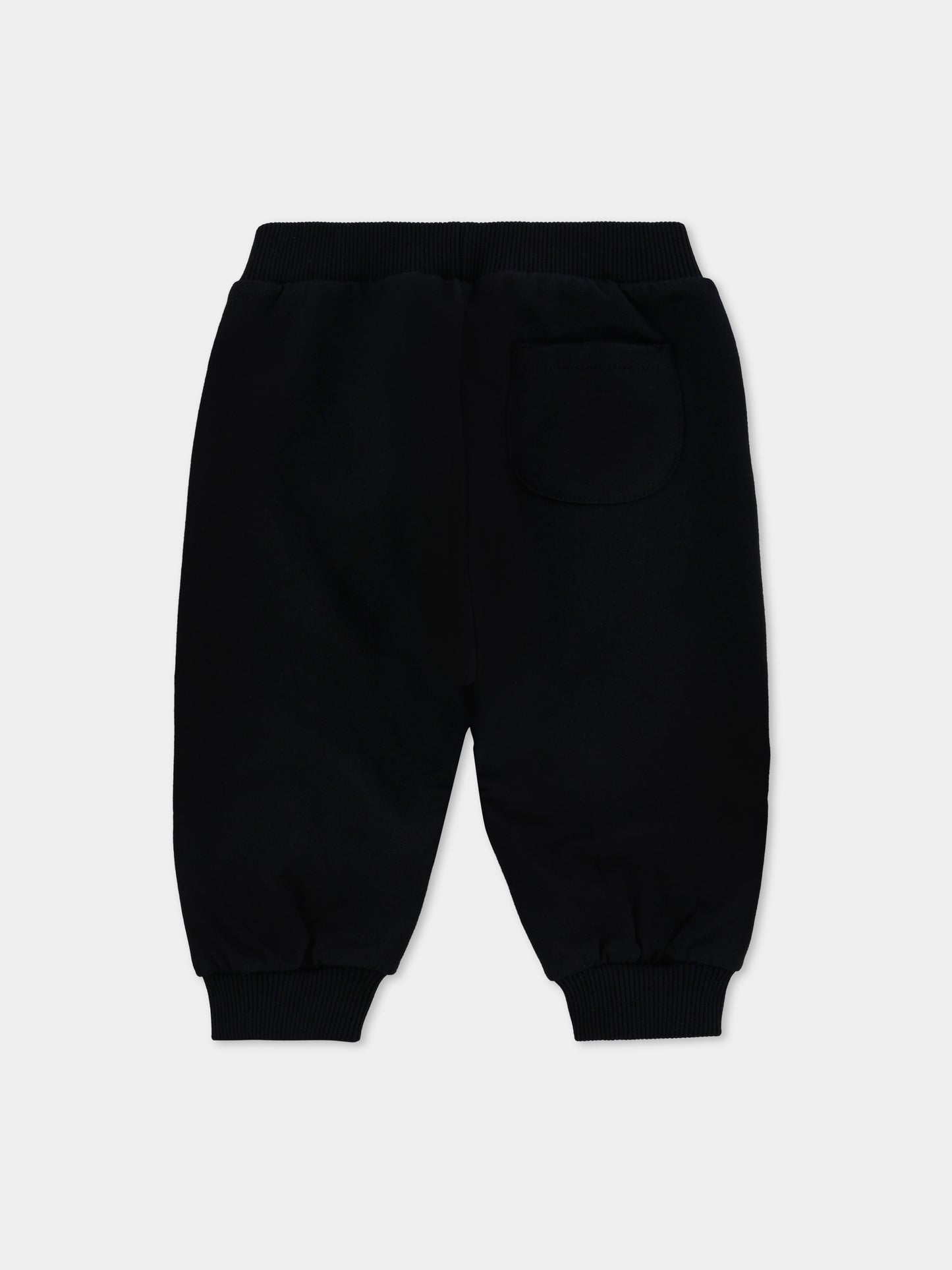 Pantaloni neri per neonati con logo e Teddy Bear,Moschino Kids,MUP05P LCA40 60100