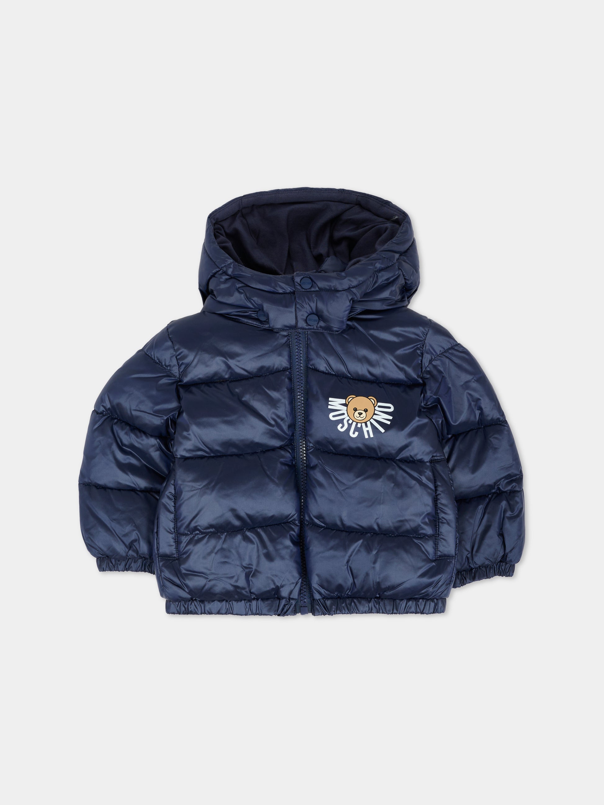 Piumino blu per neonati con Teddy Bear,Moschino Kids,MUS032 L3A32 40016