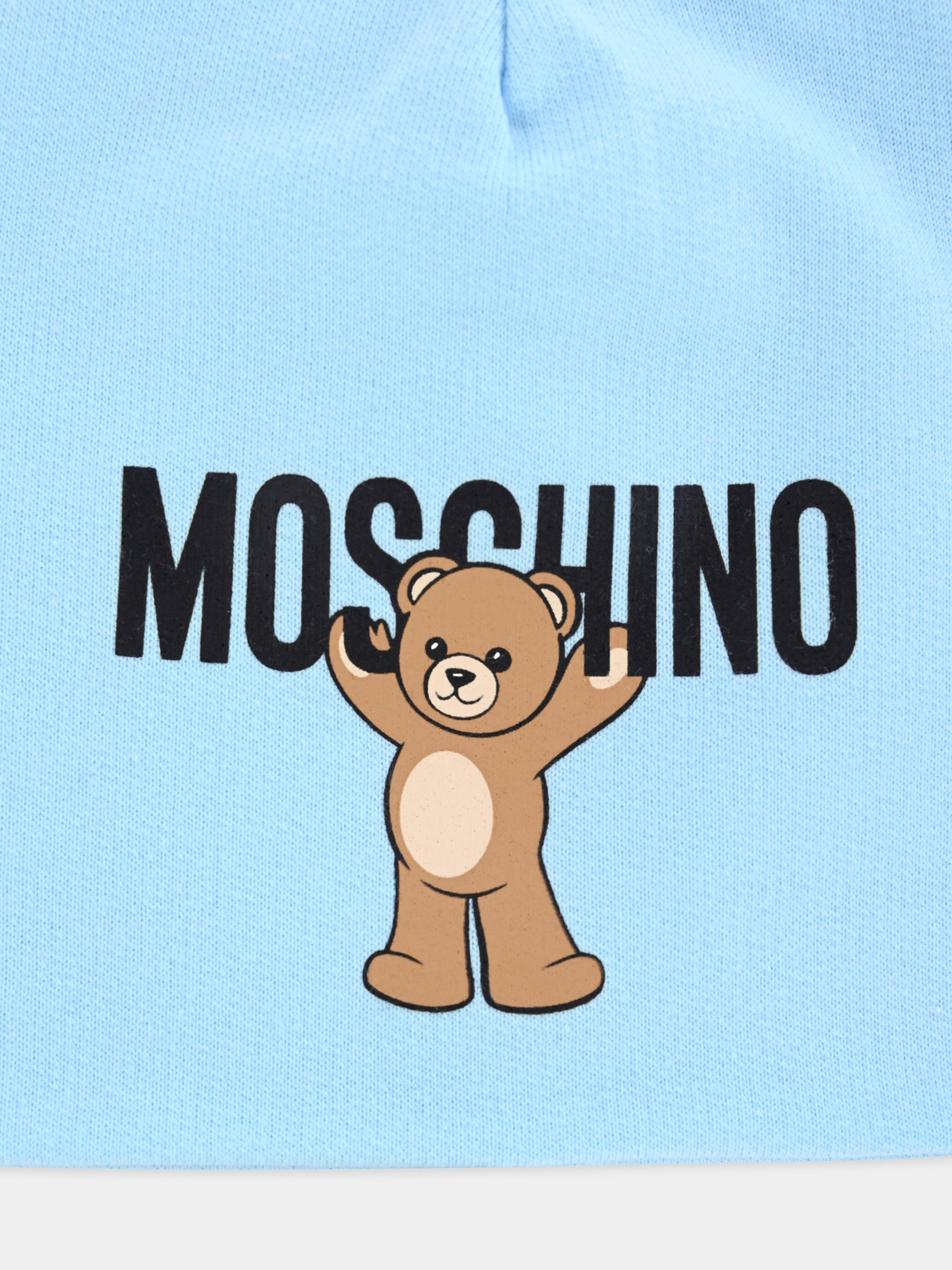 Berretto celeste per neonato con Teddy Bear,Moschino Kids,MUX05H LCA40 40304