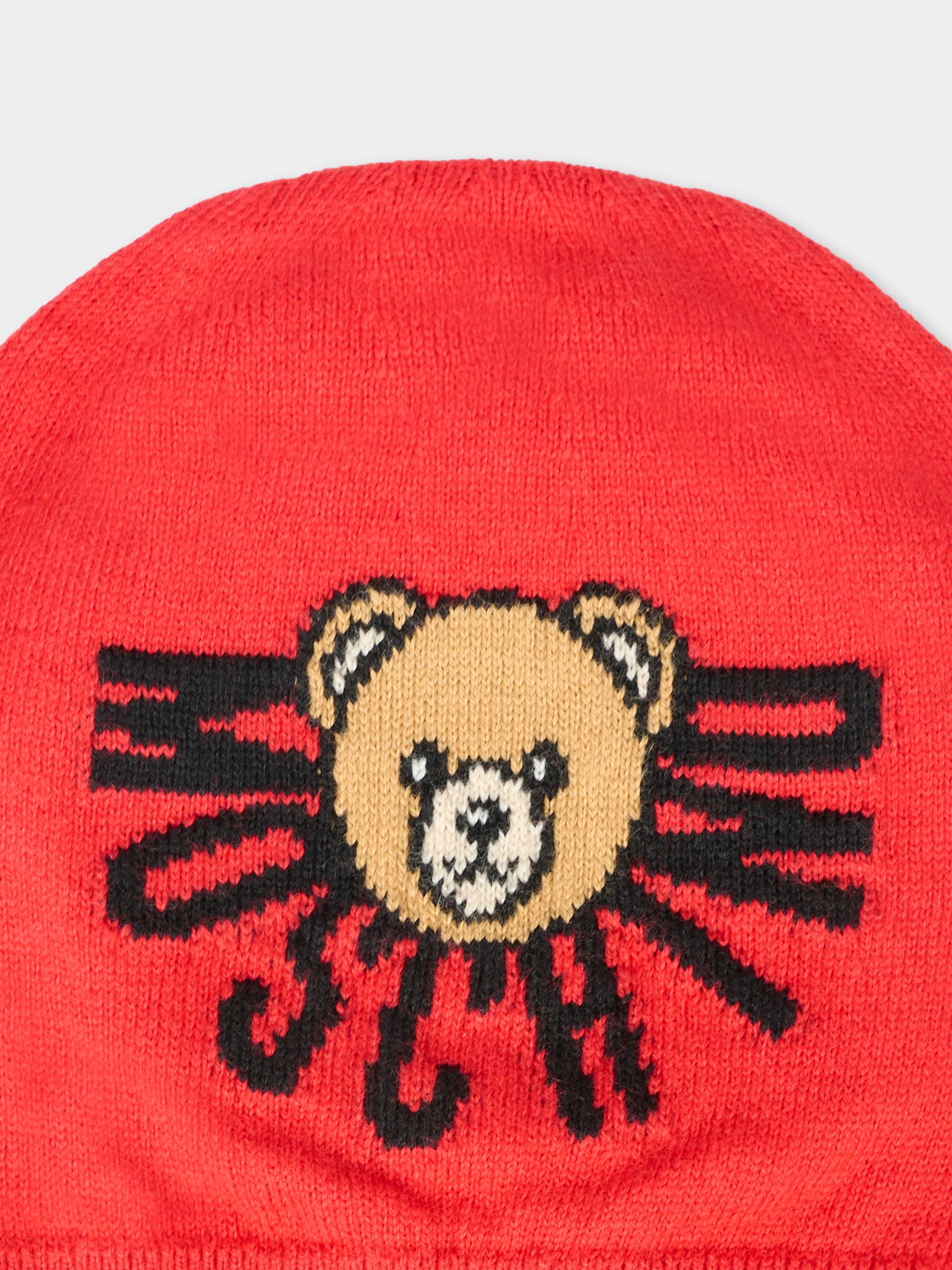 Berretto rosso per neonati con Teddy Bear e logo,Moschino Kids,MUX05K LHE43 50109