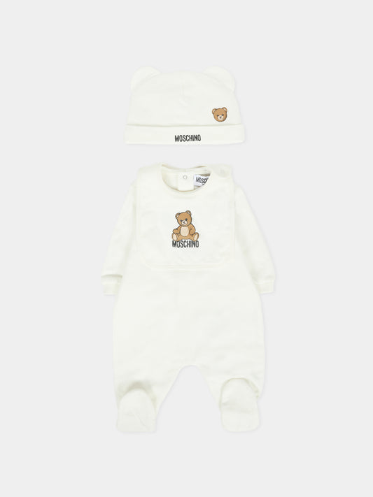 Set tutine avorio per neonati con Teddy Bear,Moschino Kids,MUY08B LCA40 10063