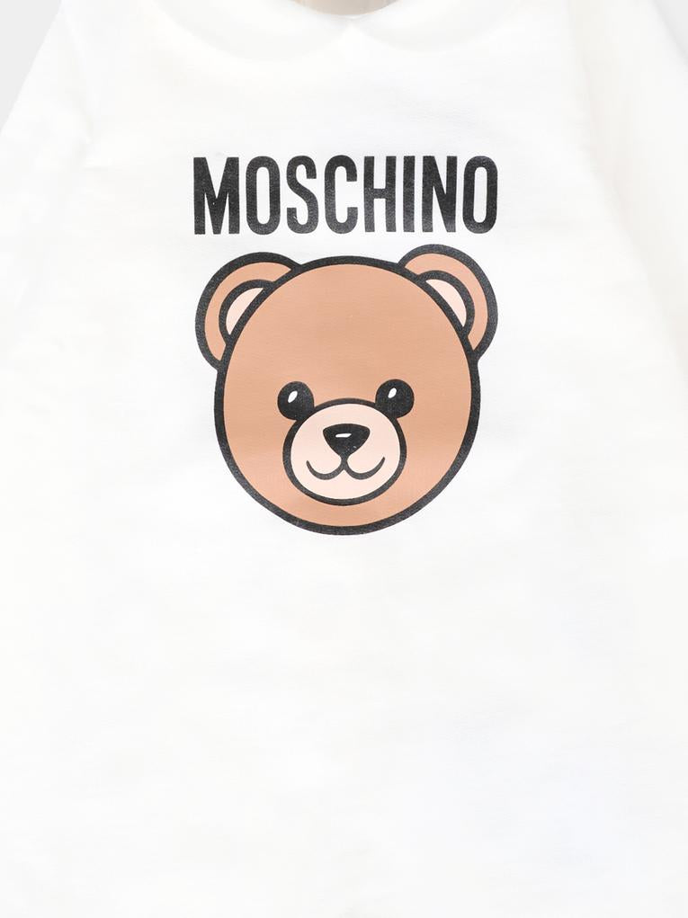 Tutina avorio per neonati con Teddy Bear e logo,Moschino Kids,MUY08J LCA40 10063