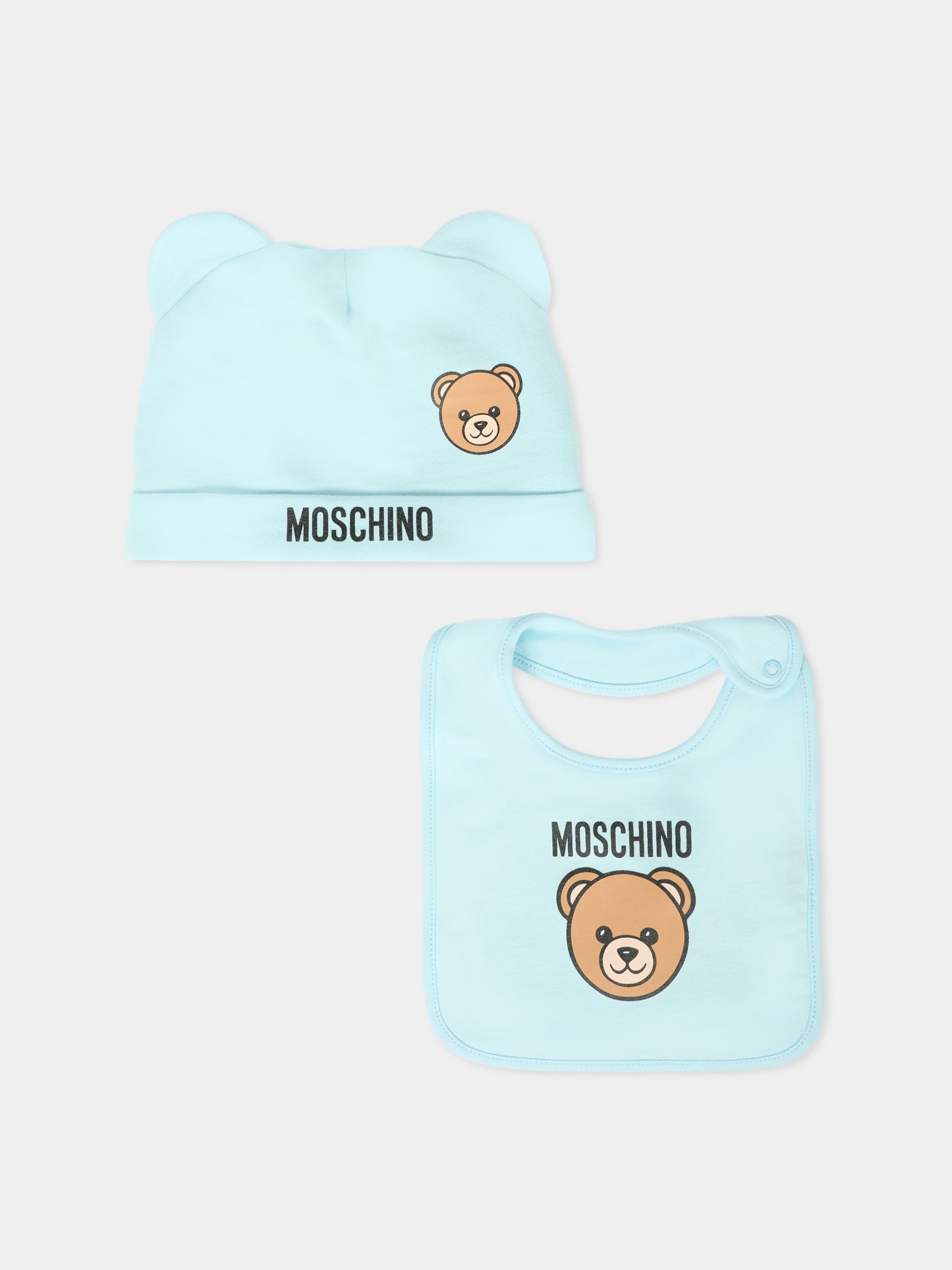 Set accessori celeste per neonato con Teddy Bear,Moschino Kids,MUY08K LCA40 40304