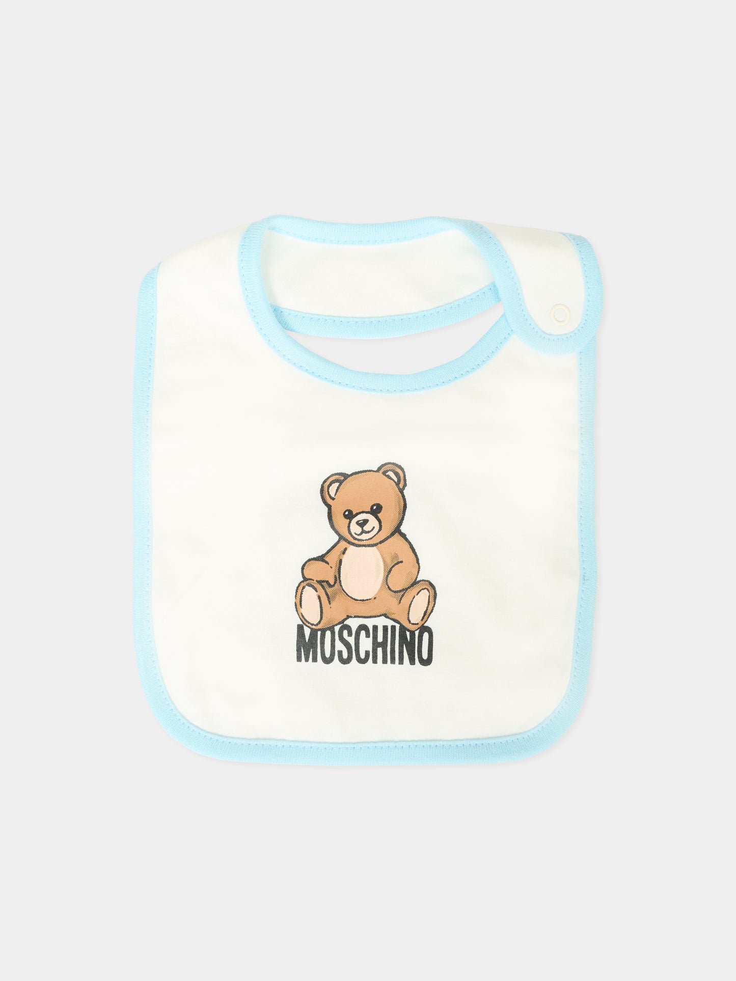 Set celeste per neonato con Teddy Bear e logo,Moschino Kids,MUY08L LCA40 40304