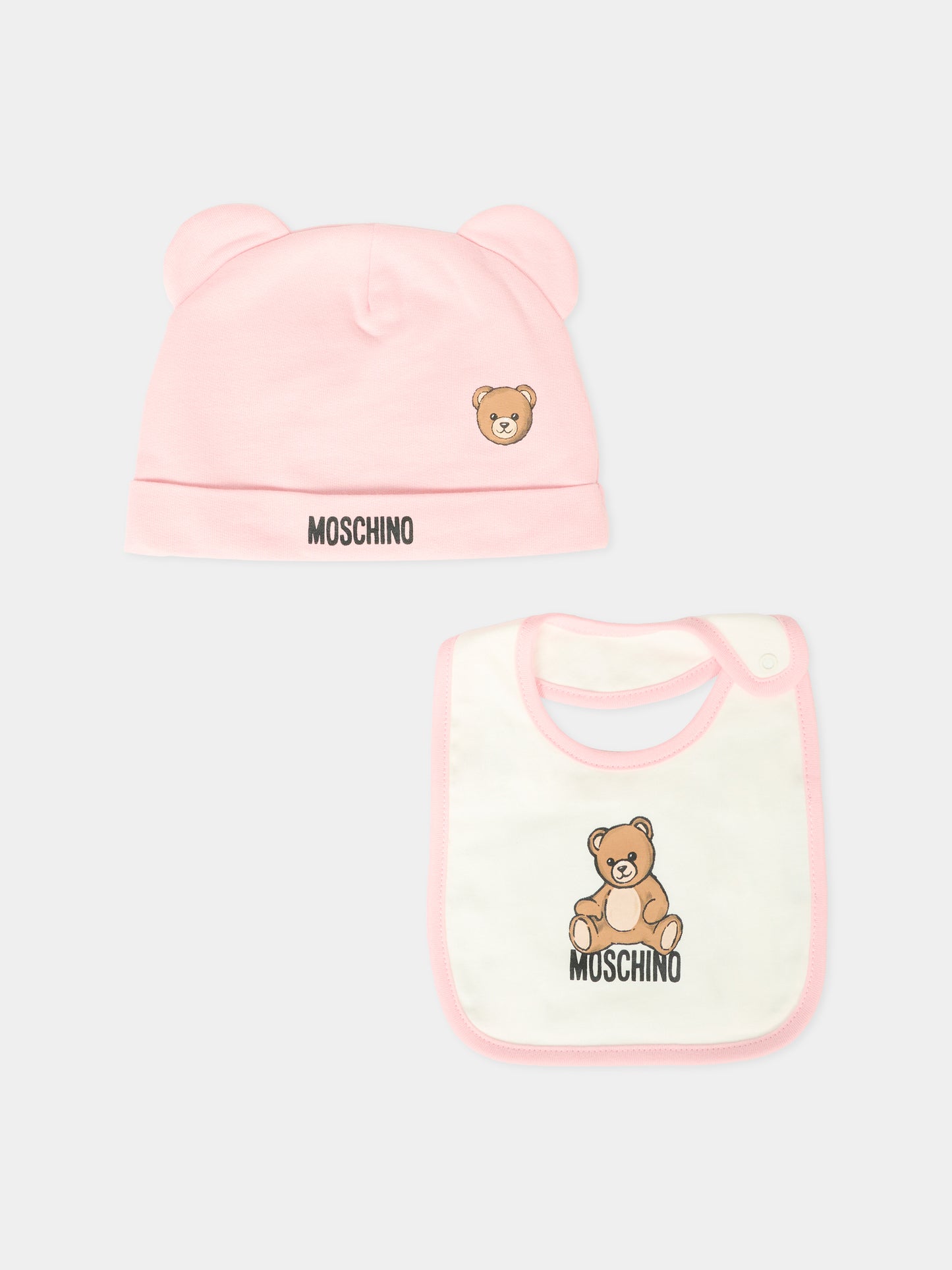 Set rosa per neonata con Teddy Bear e logo,Moschino Kids,MUY08L LCA40 50209