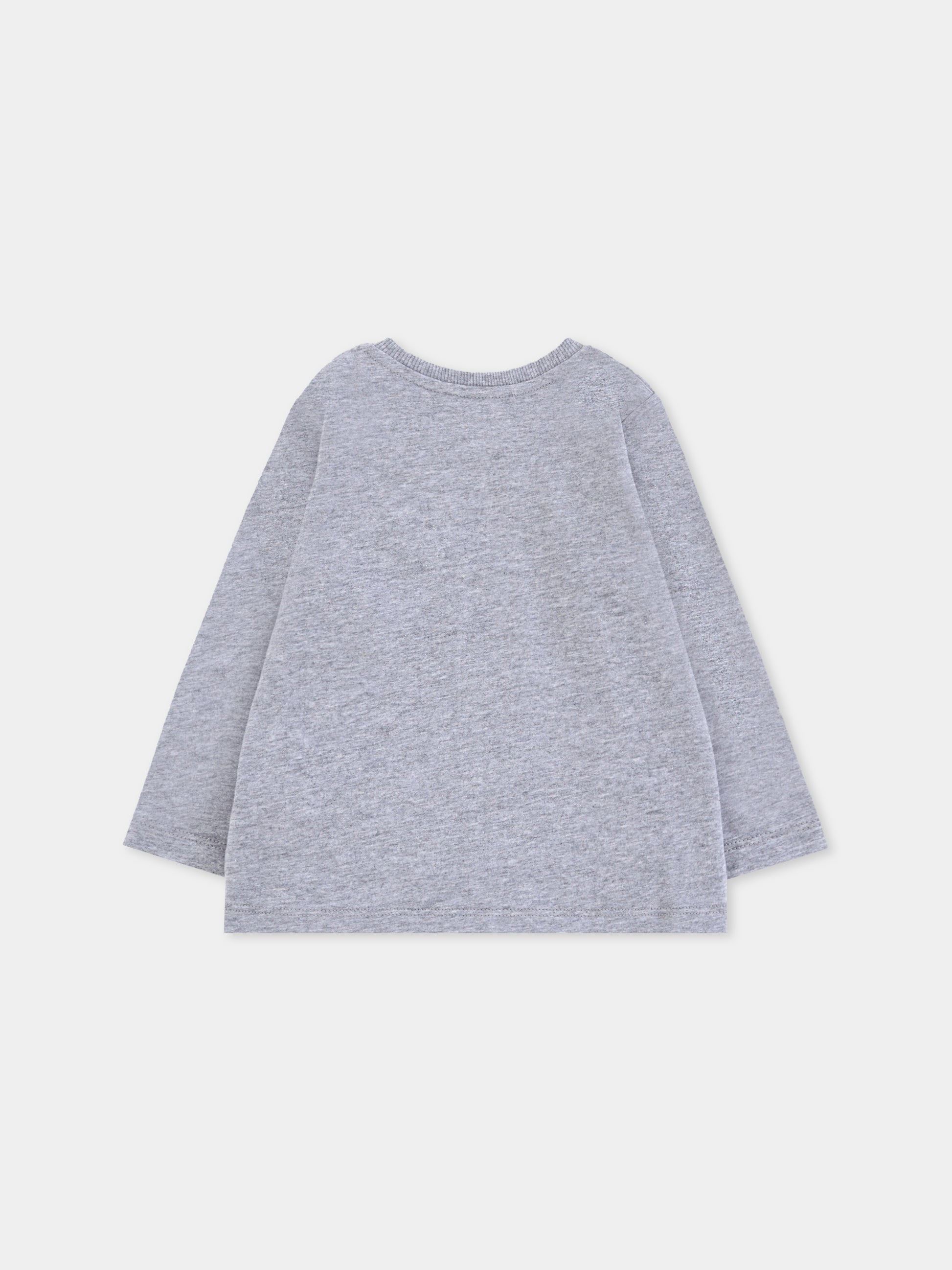 T-shirt grigia per neonati con logo e Teddy Bear,Moschino Kids,MVO00R LAA10 60901