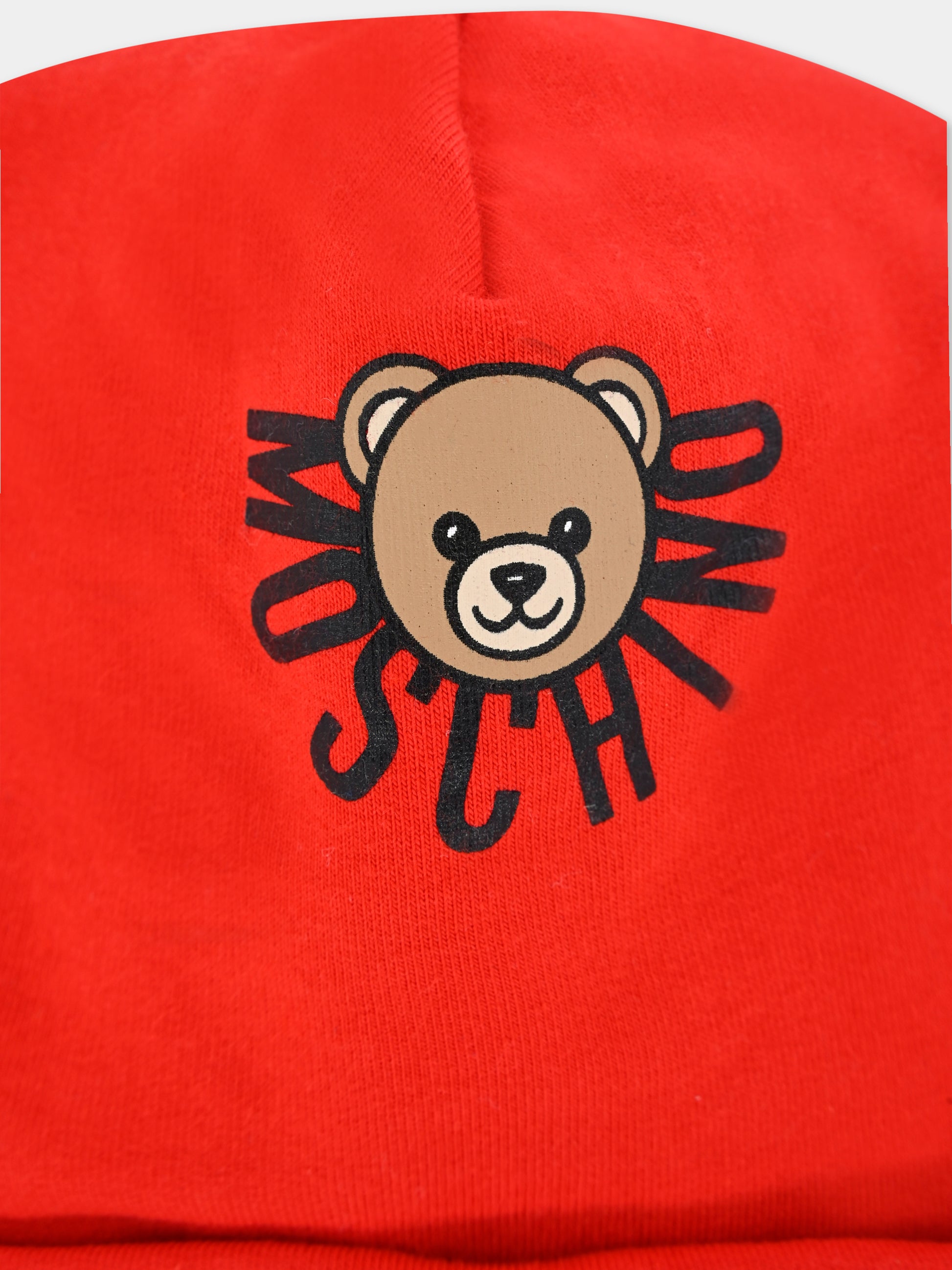 Berretto rosso per neonati con Teddy Bear,Moschino Kids,MXX031 LDA17 50109