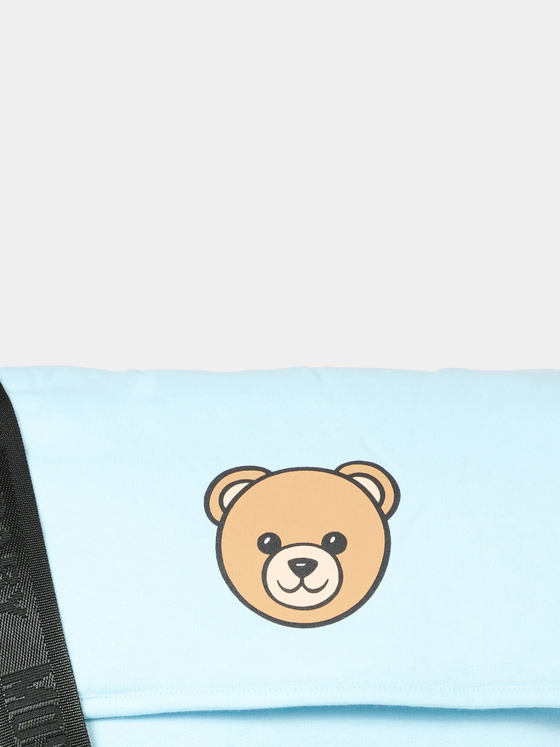 Borsa mamma celeste per neonato con Teddy Bear,Moschino Kids,MXX03D LCA40 40304