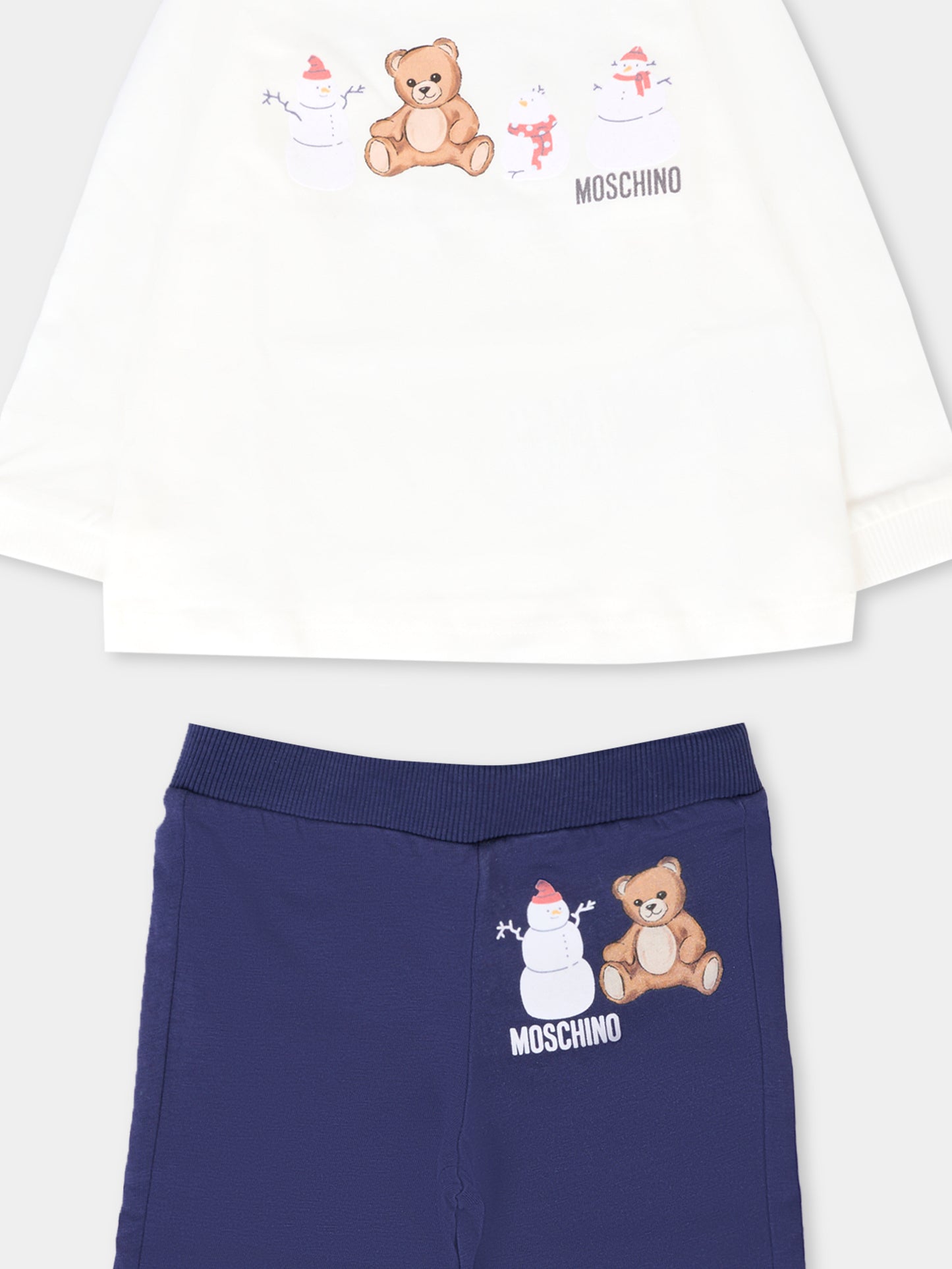 Completo multicolor per neonati con Teddy Bear e pupazzi di neve,Moschino Kids,MYK02F LAA01 83518